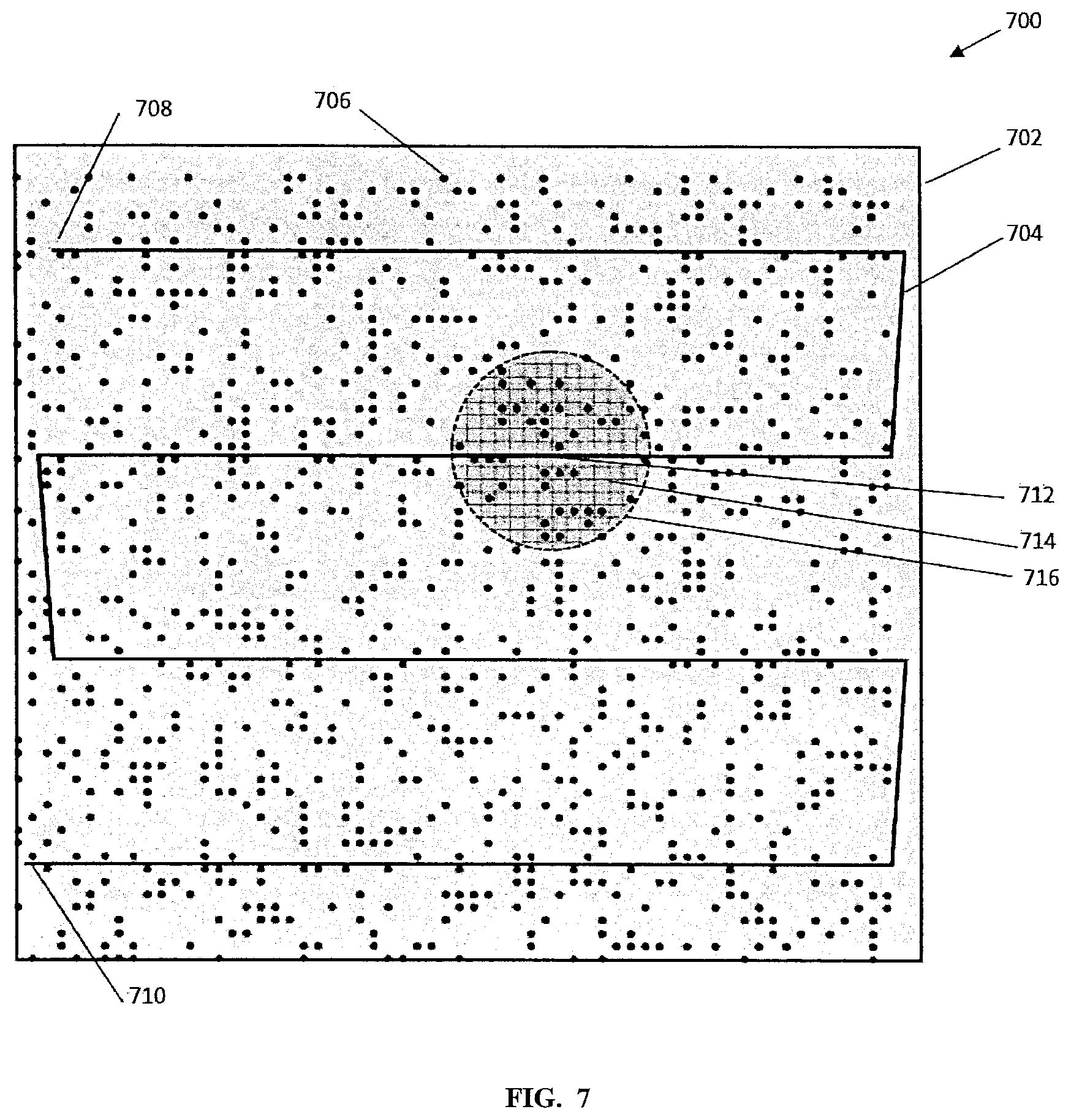 Patent US12592358 Figure 7 – Sparse sampling using a programmatically randomized signal modulating a carrier signal