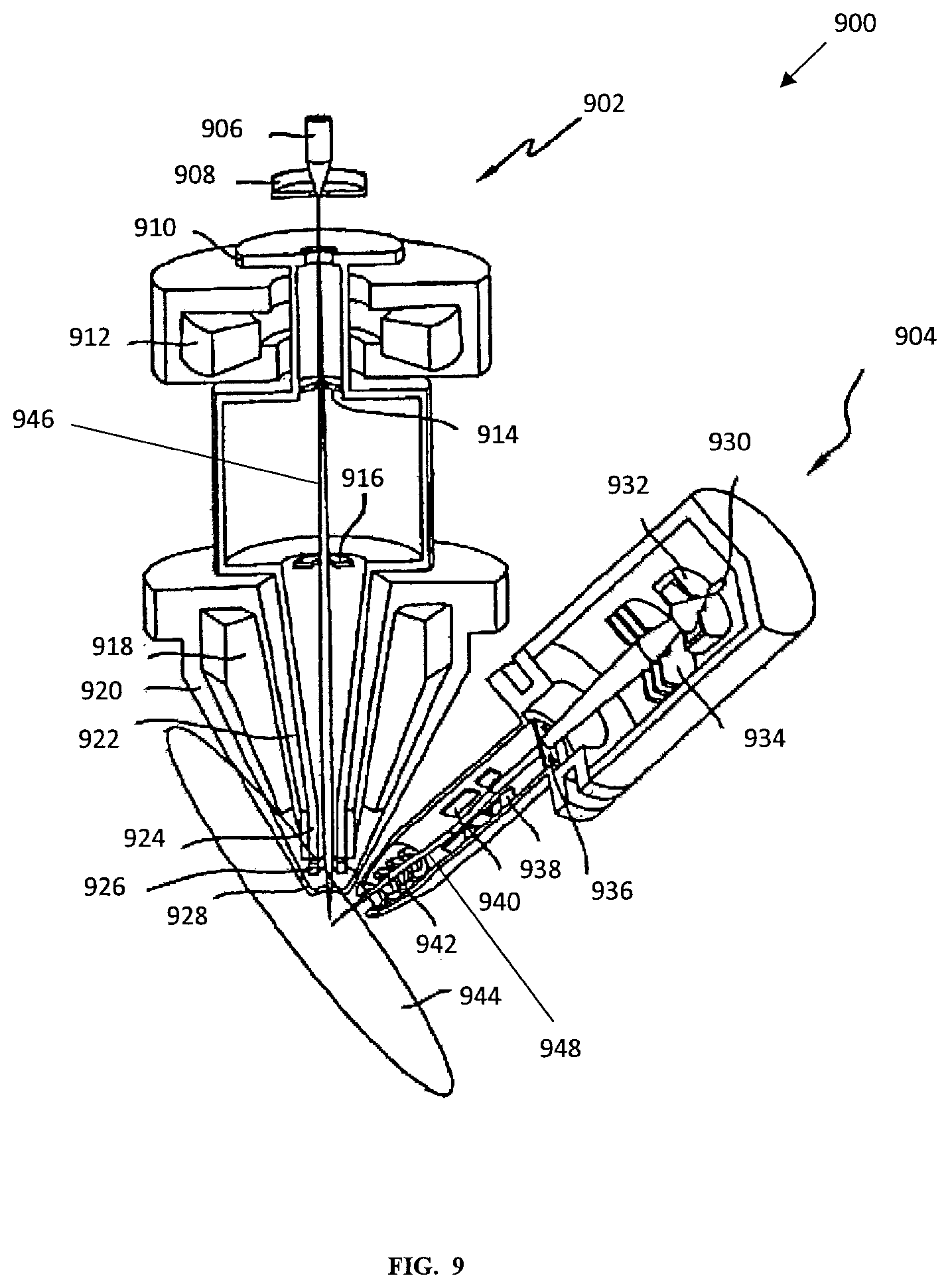 Patent US12592358 Figure 9 – Sparse sampling using a programmatically randomized signal modulating a carrier signal