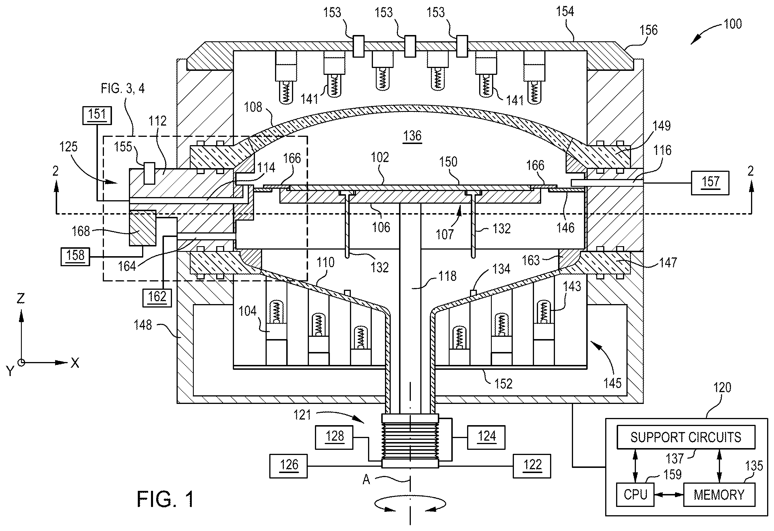 Patent US12592363 Figure 1 – Actively controlled gas inject for process temperature control