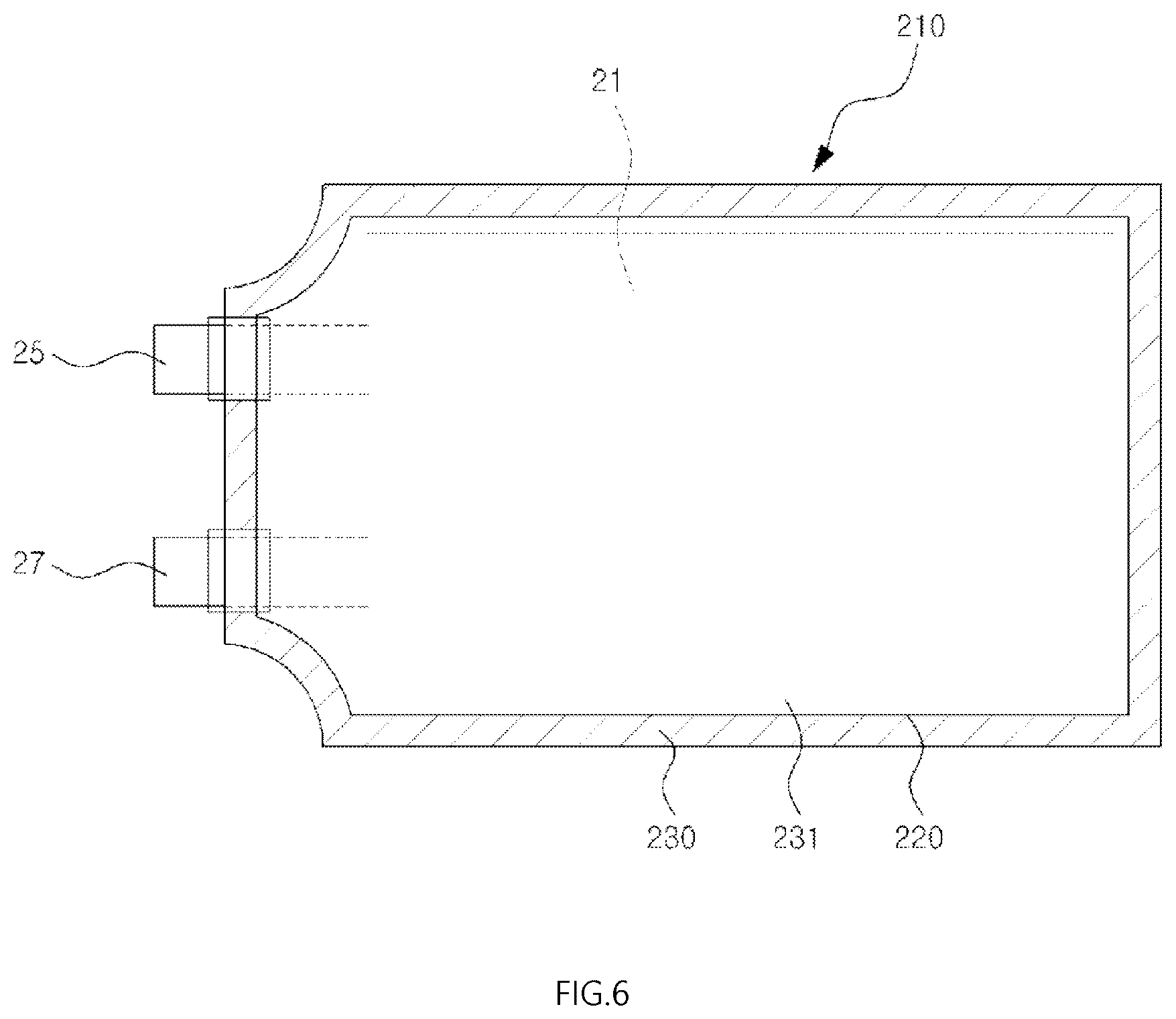 Patent US12592419 Figure 6 – Pouch type case and battery pack including the same