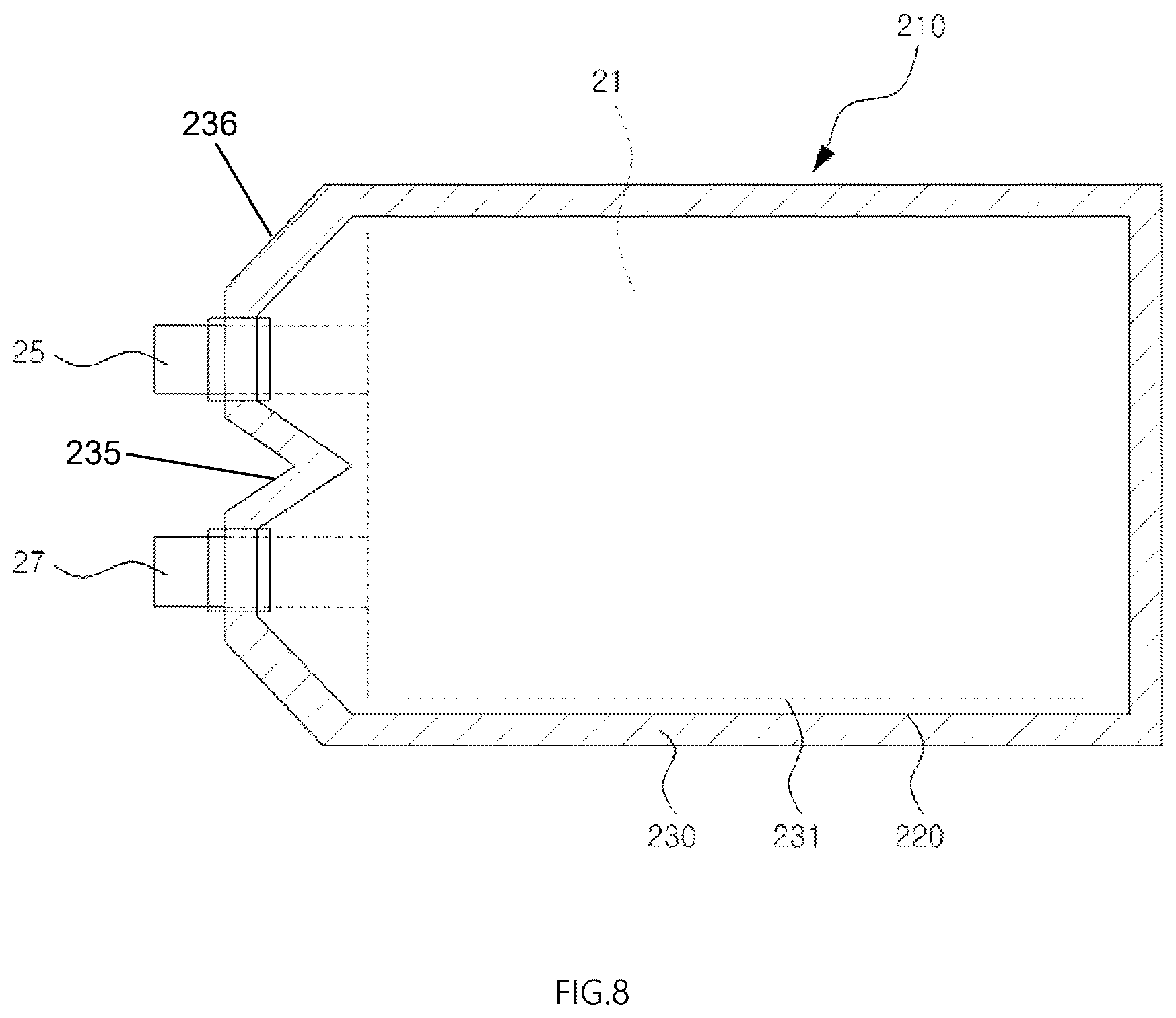 Patent US12592419 Figure 8 – Pouch type case and battery pack including the same