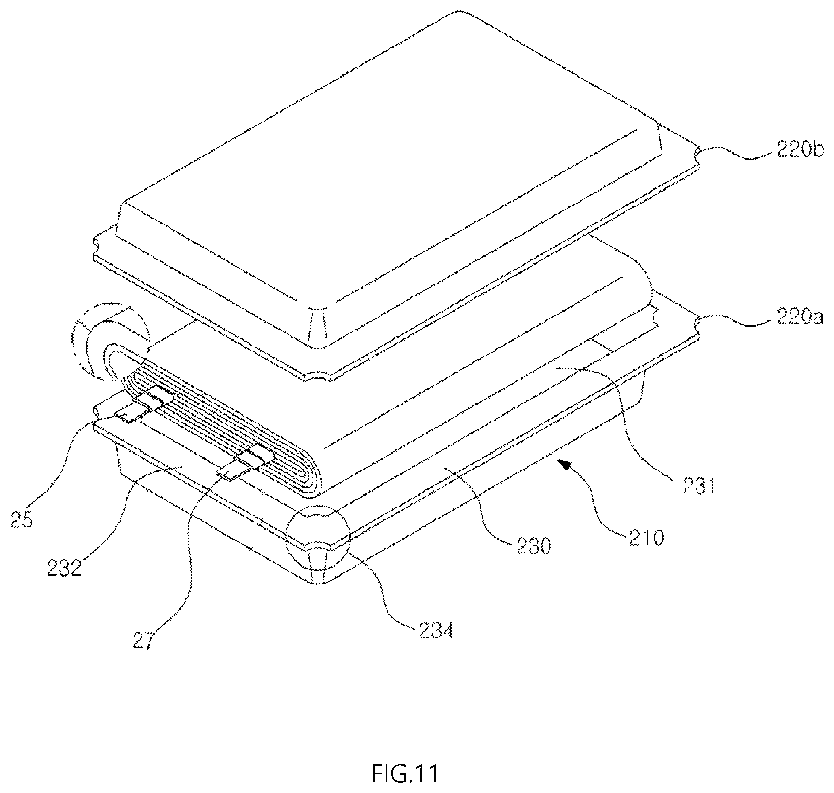 Patent US12592419 Figure 10 – Pouch type case and battery pack including the same