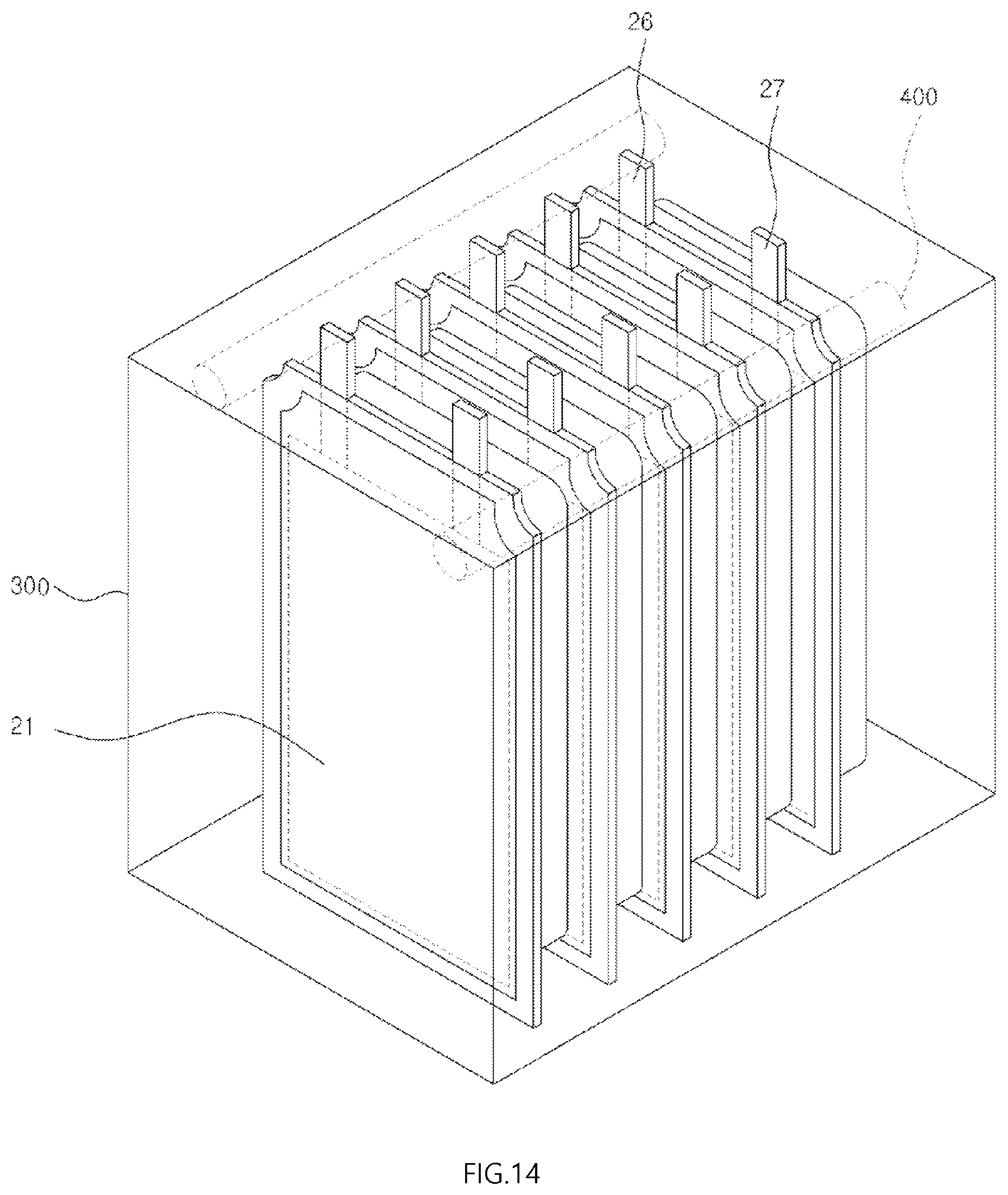Patent US12592419 Figure 13 – Pouch type case and battery pack including the same