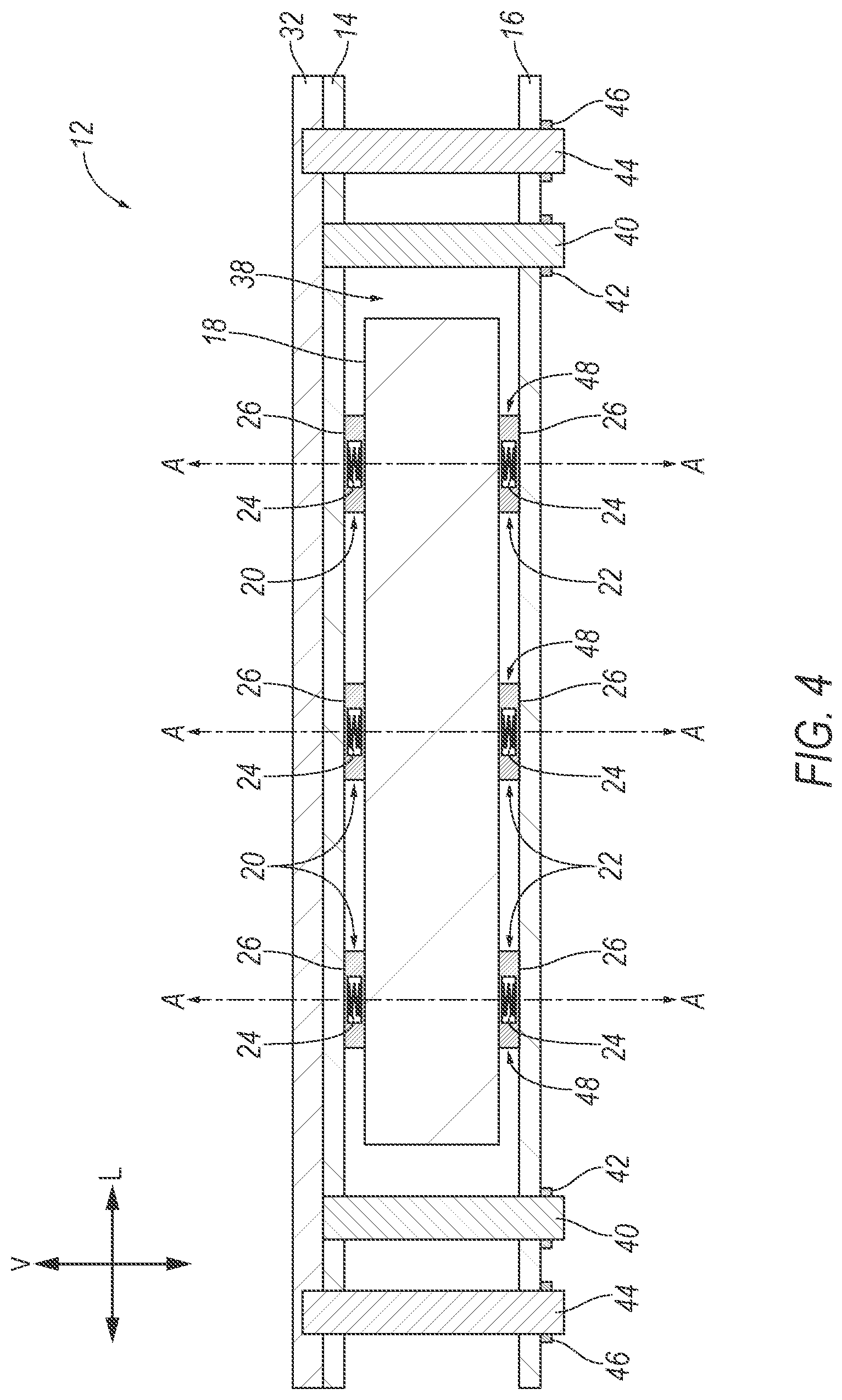 Patent US12592441 Figure 4 – Vibration isolators for electric vehicle-battery enclosure