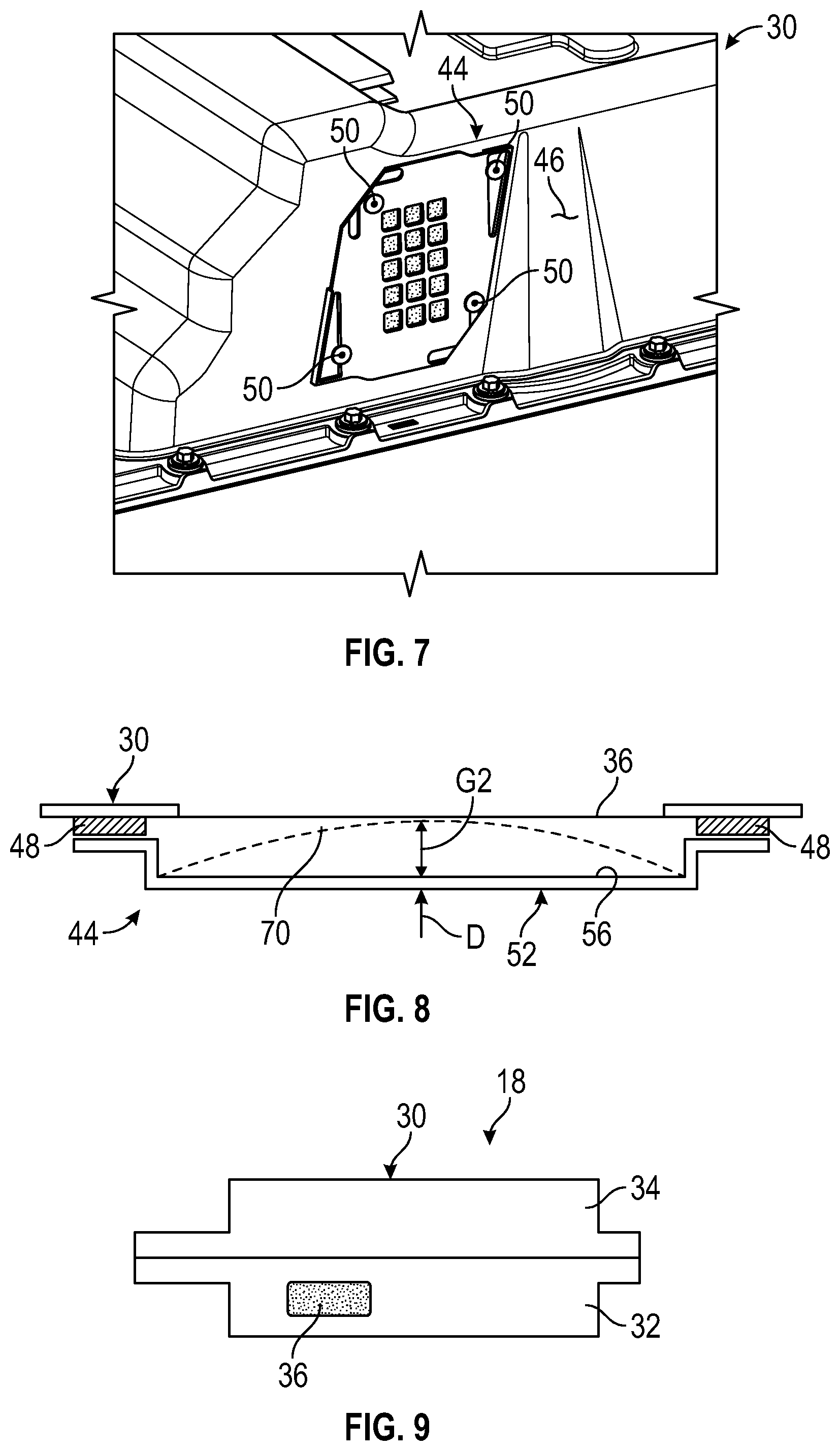 Patent US12592451 Figure 4 – Vent feature protection brackets for electrified vehicle traction battery packs