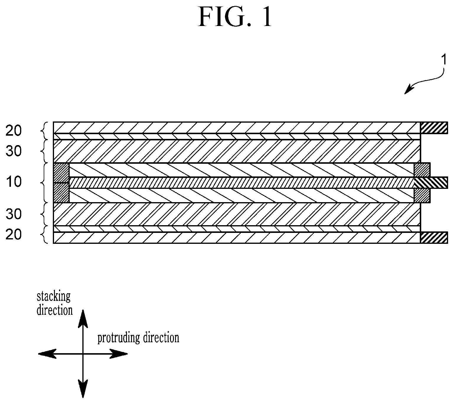 Patent US12592454 Figure 1 – All-solid-state rechargeable battery, stacked rechargeable all-solid-state battery, and manufacturing method thereof