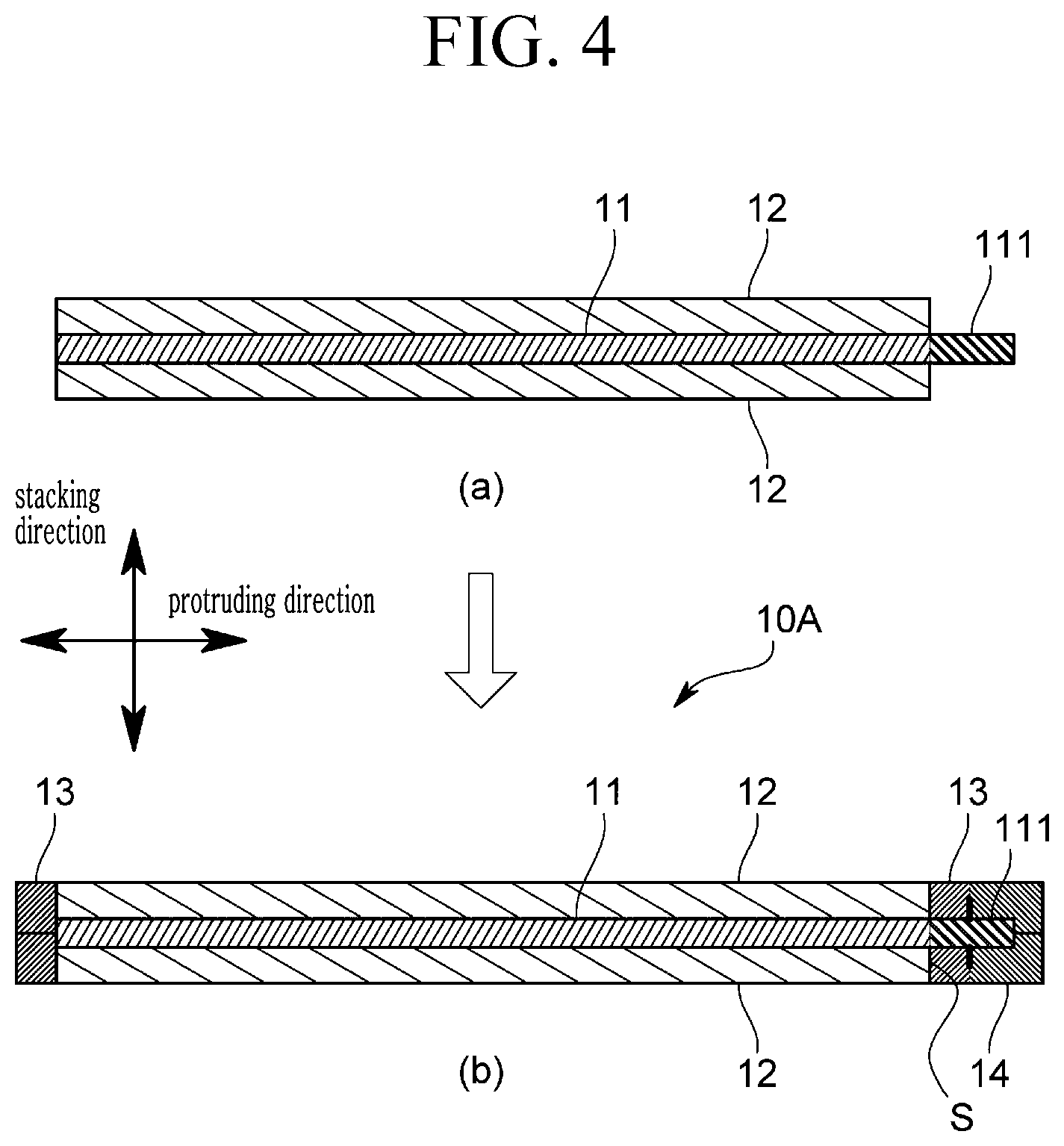 Patent US12592454 Figure 4 – All-solid-state rechargeable battery, stacked rechargeable all-solid-state battery, and manufacturing method thereof
