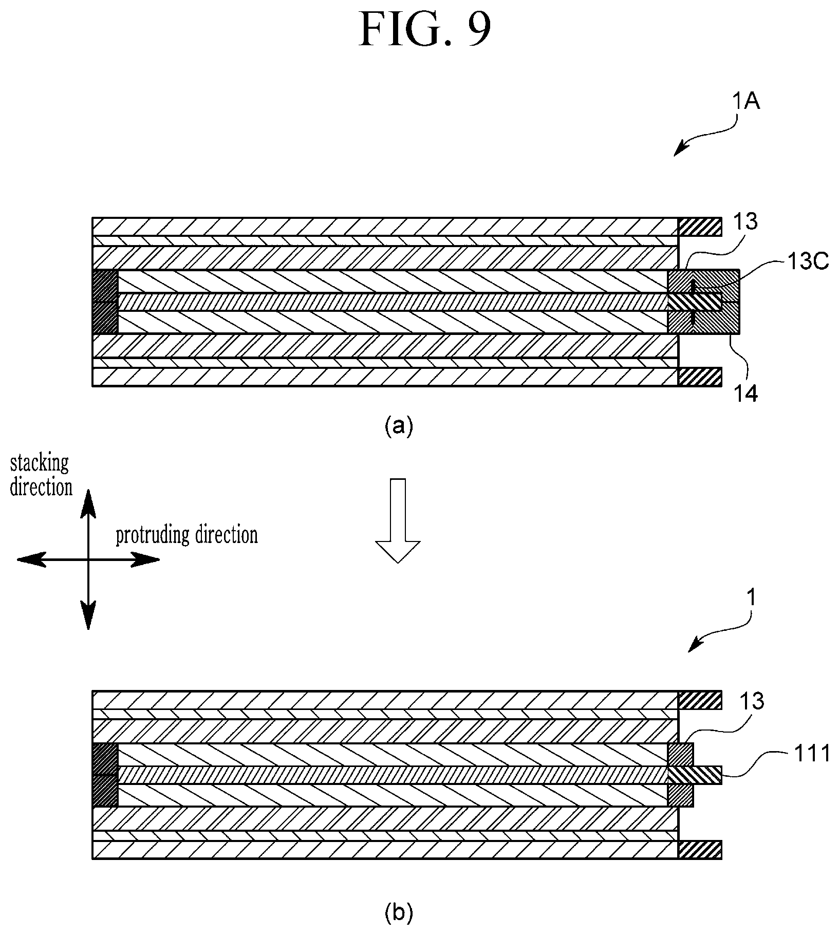 Patent US12592454 Figure 9 – All-solid-state rechargeable battery, stacked rechargeable all-solid-state battery, and manufacturing method thereof