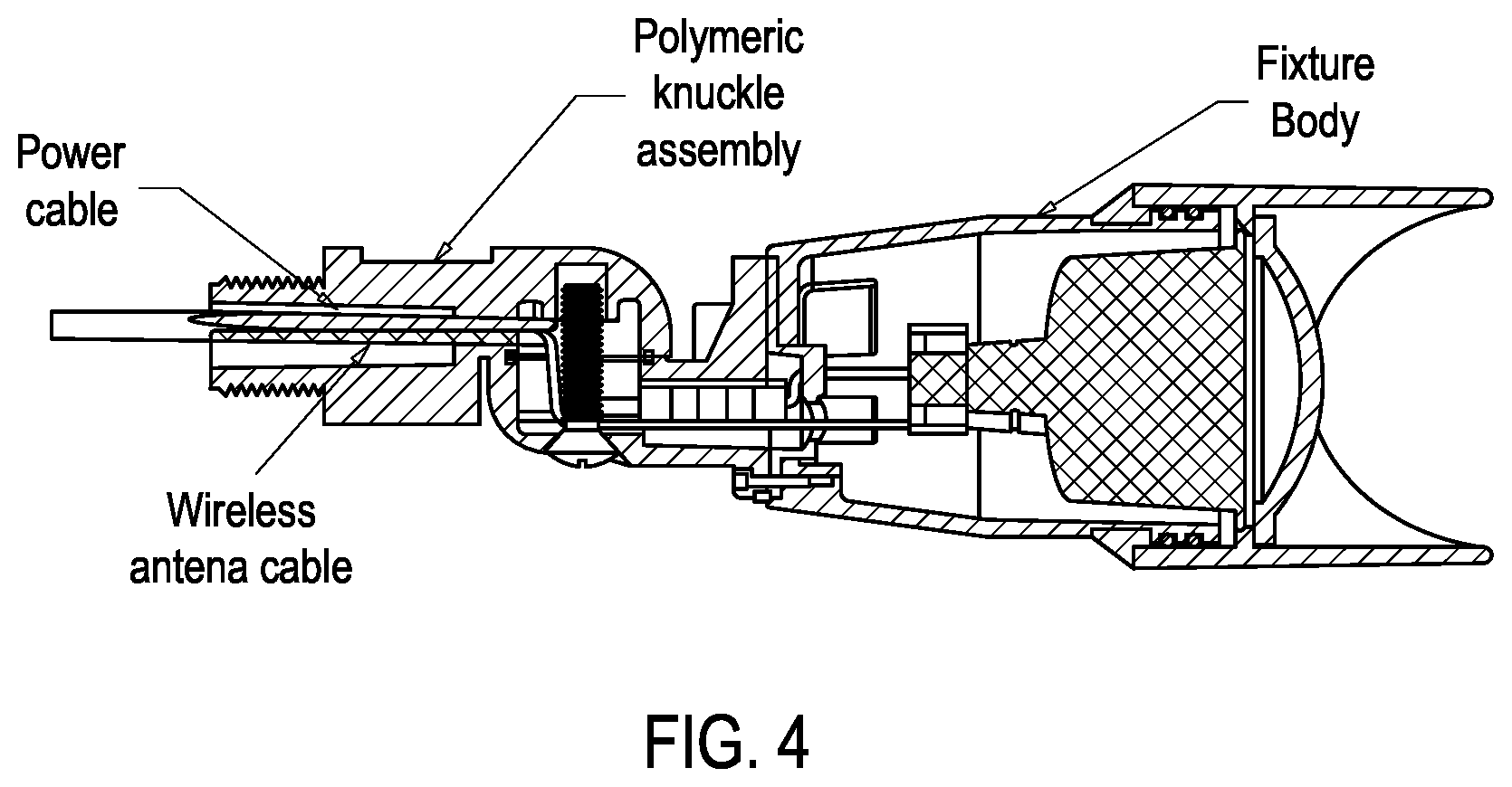 Patent US12592481 Figure 2 – Lamp fixture with embedded antenna