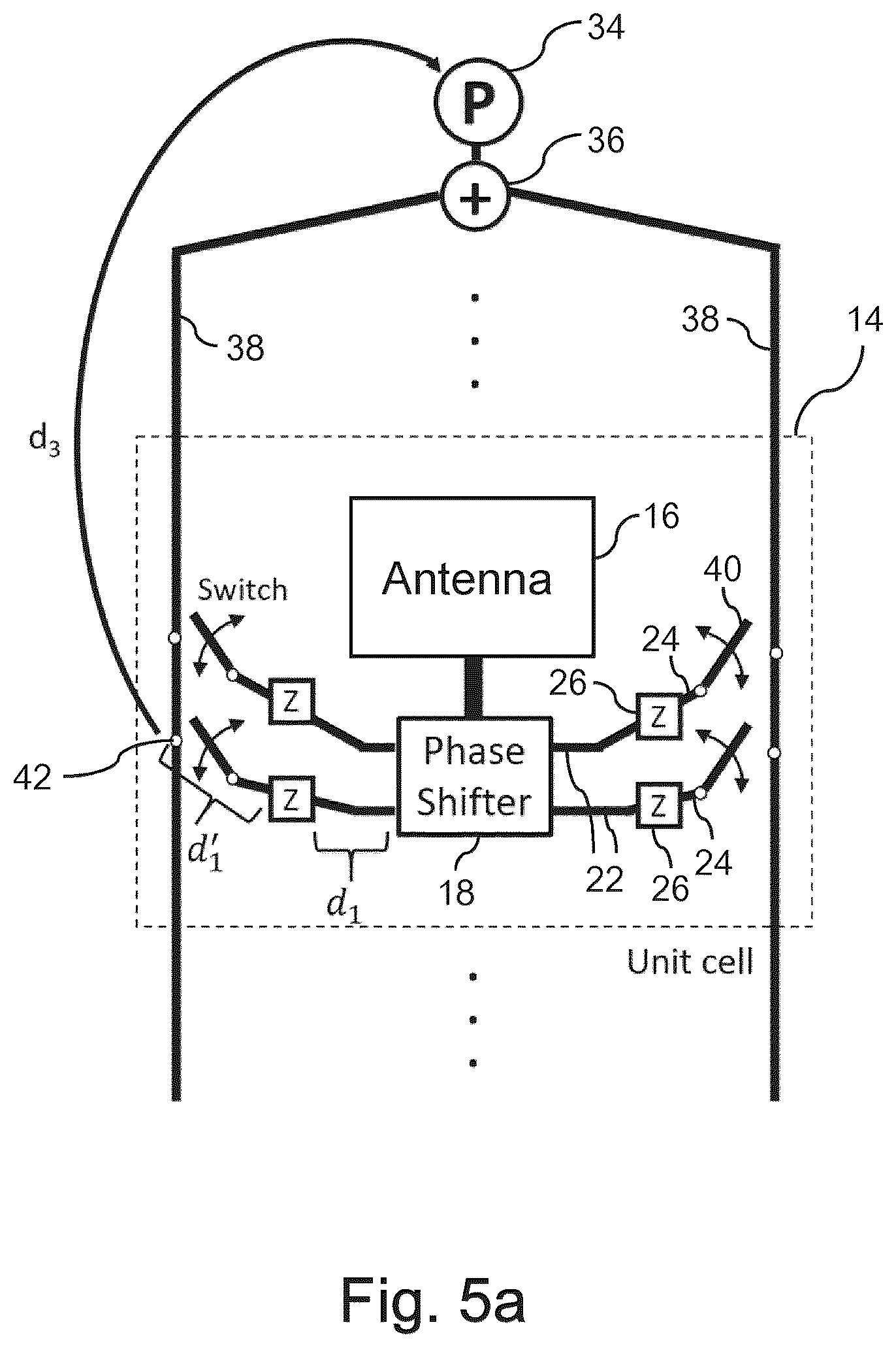 Patent US12592494 Figure 5 – Reconfigurable intelligent surface, RIS, with sensing capabilities and method for operating the same