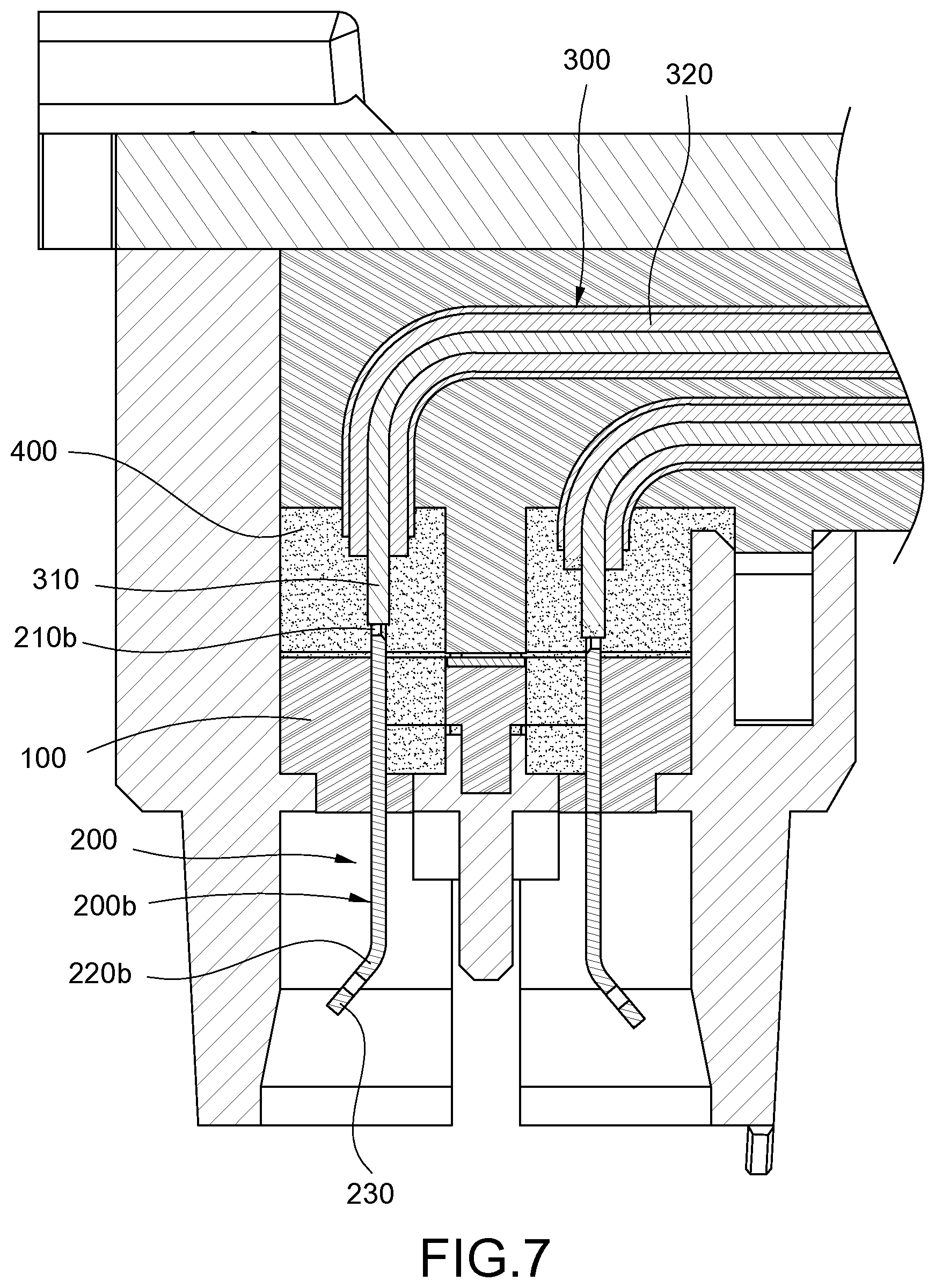 Patent US12592500 Figure 7 – Electrical connector with cable wires soldered to soldering grooves of terminals