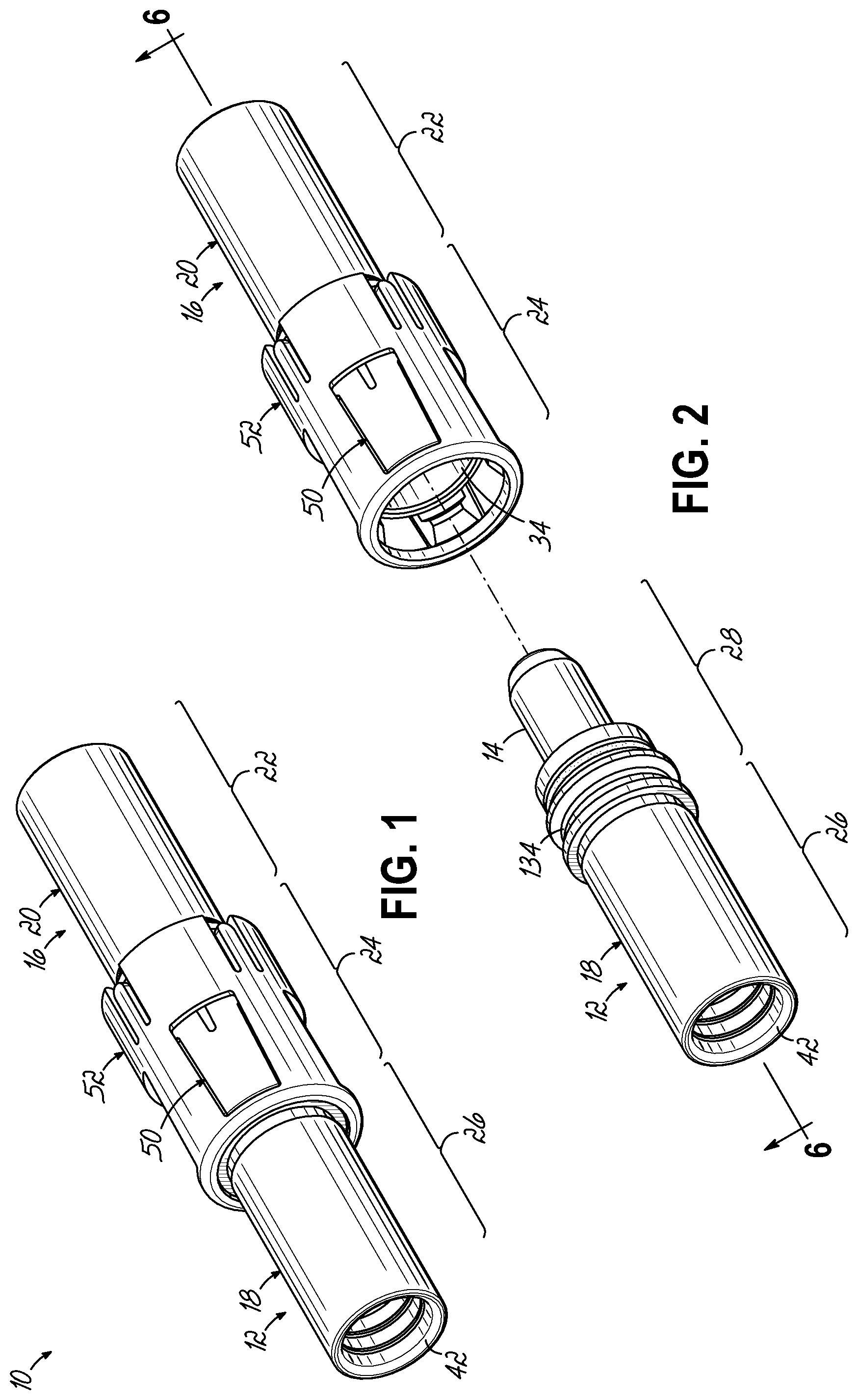 Patent US12592506 Figure 1 – Electrical connector assembly with snap locking features