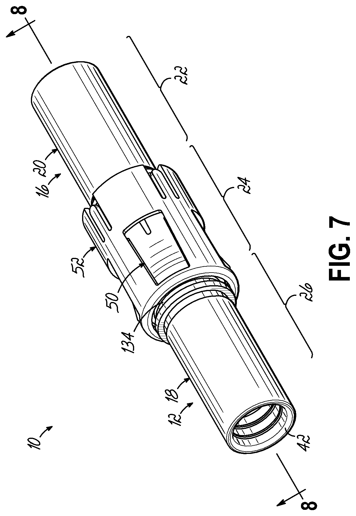 Patent US12592506 Figure 5 – Electrical connector assembly with snap locking features