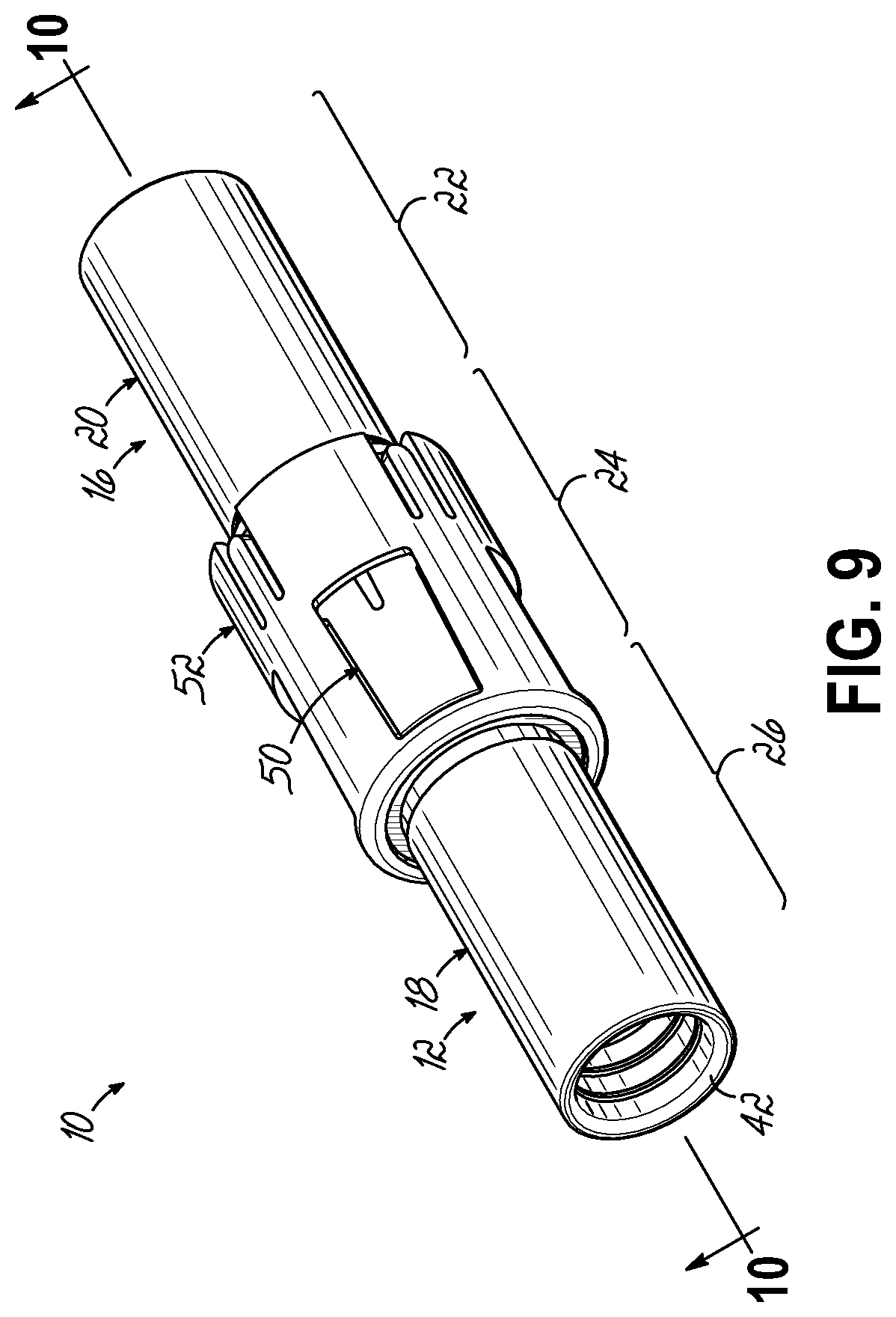Patent US12592506 Figure 8 – Electrical connector assembly with snap locking features