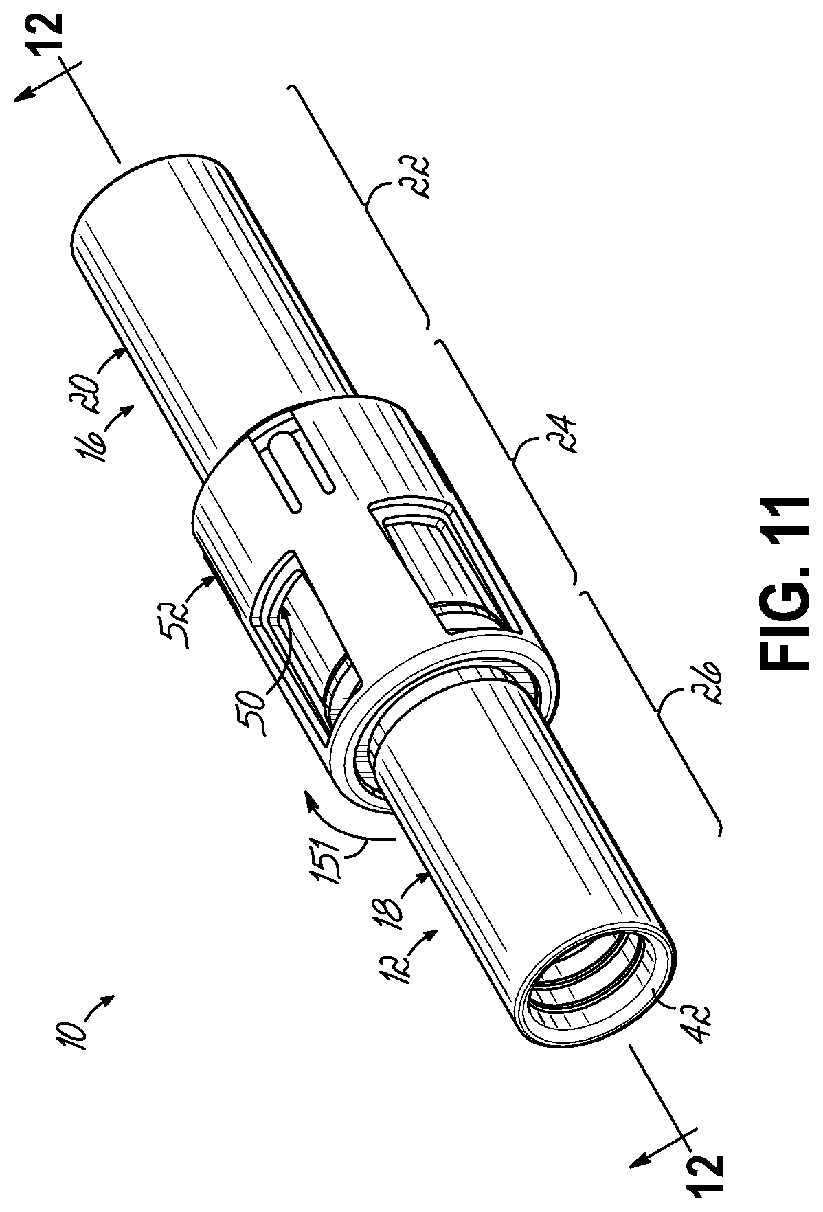 Patent US12592506 Figure 11 – Electrical connector assembly with snap locking features