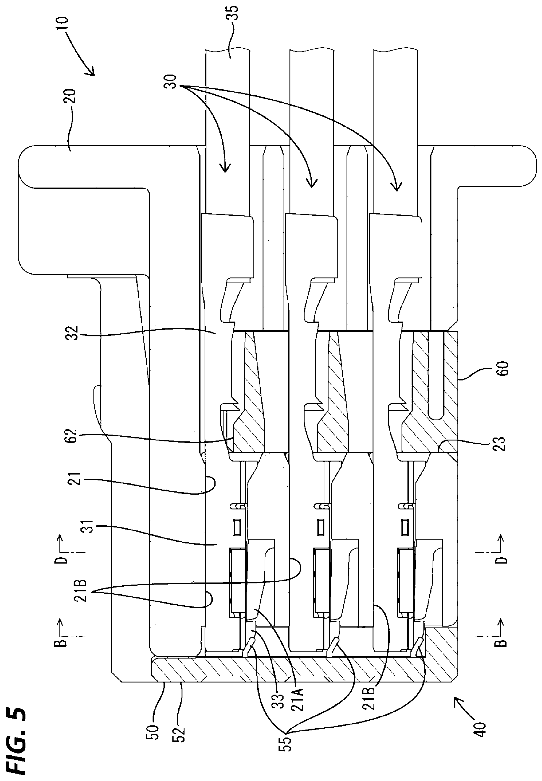 Patent US12592510 Figure 5 – Connector having resilent portion for pressing terminal fitting