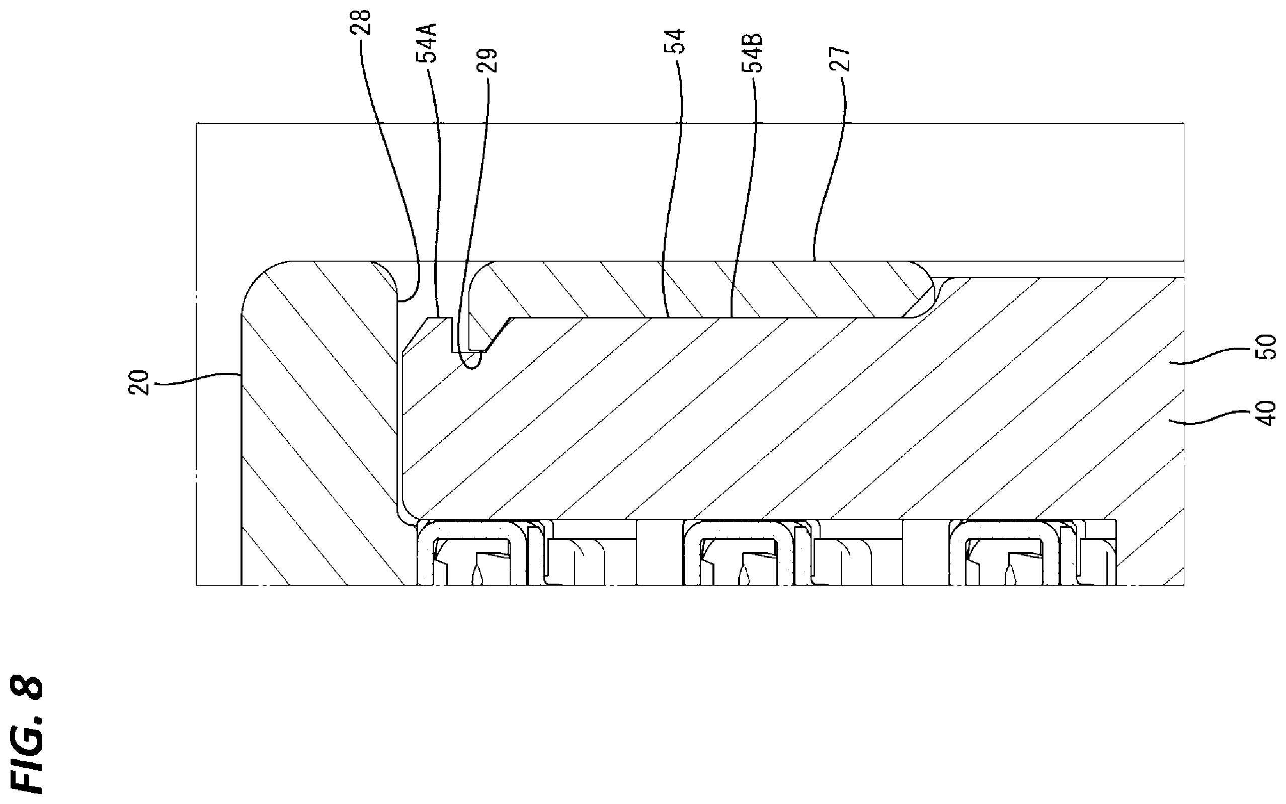 Patent US12592510 Figure 8 – Connector having resilent portion for pressing terminal fitting