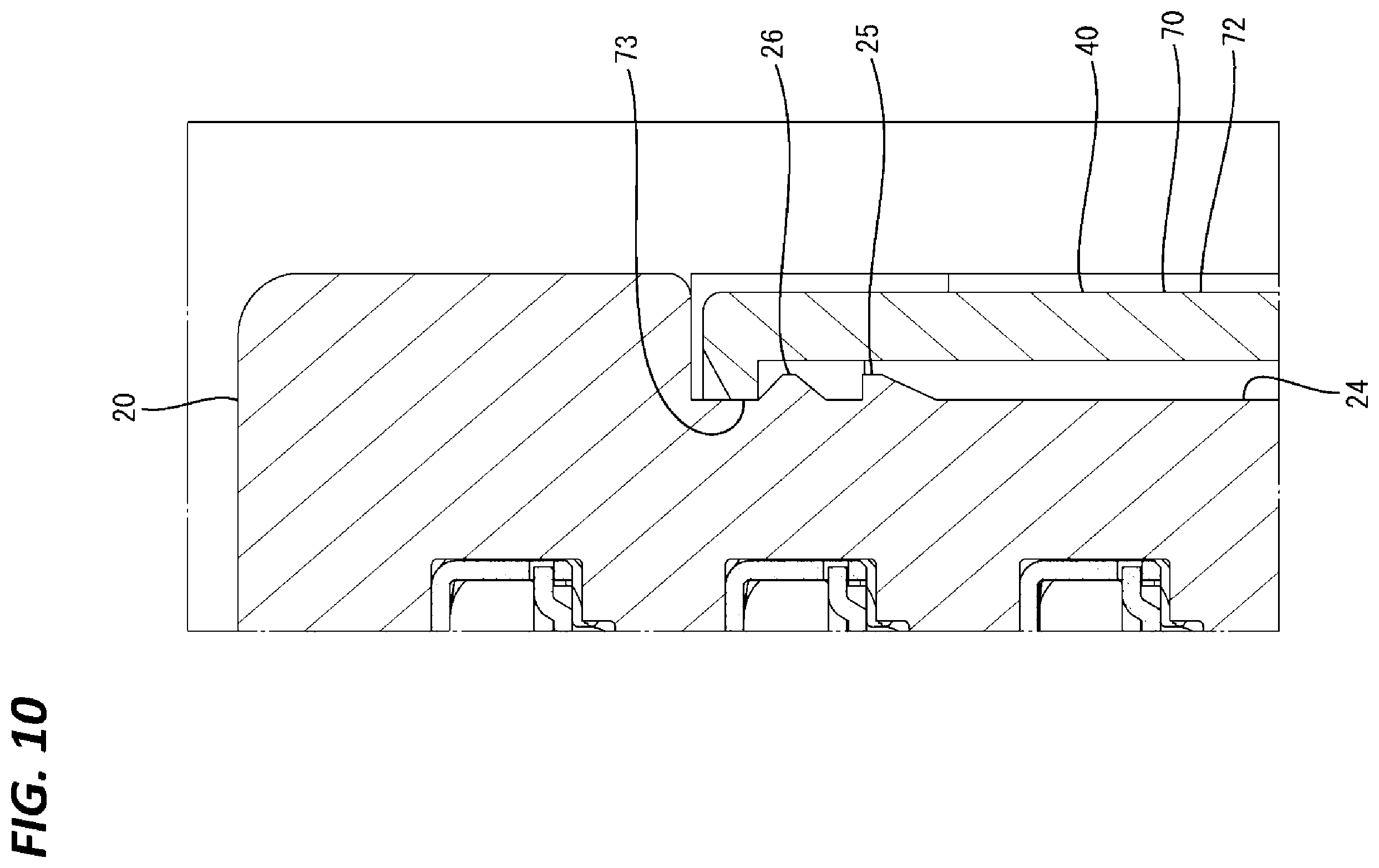 Patent US12592510 Figure 10 – Connector having resilent portion for pressing terminal fitting