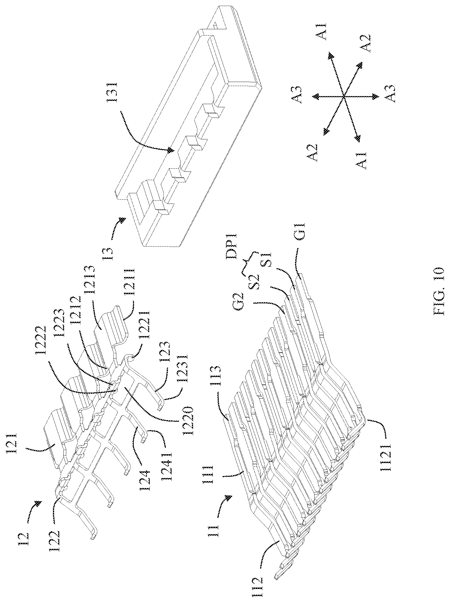 Patent US12592523 Figure 7 – Electrical connector with improved ground shielding effect