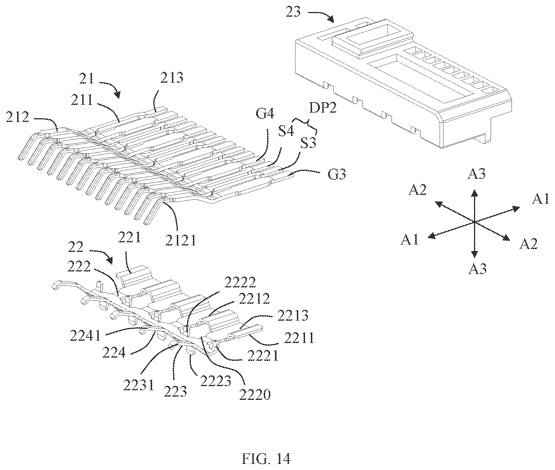 Patent US12592523 Figure 11 – Electrical connector with improved ground shielding effect
