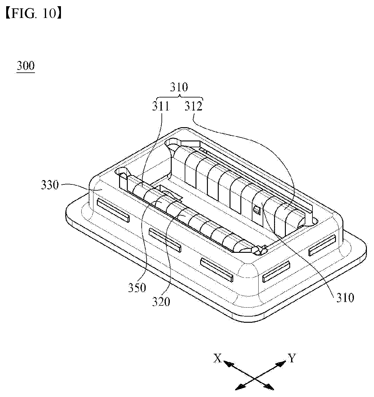 Patent US12592526 Figure 10 – Board connector with shielding between radio frequency terminals and non-radio frequency terminals
