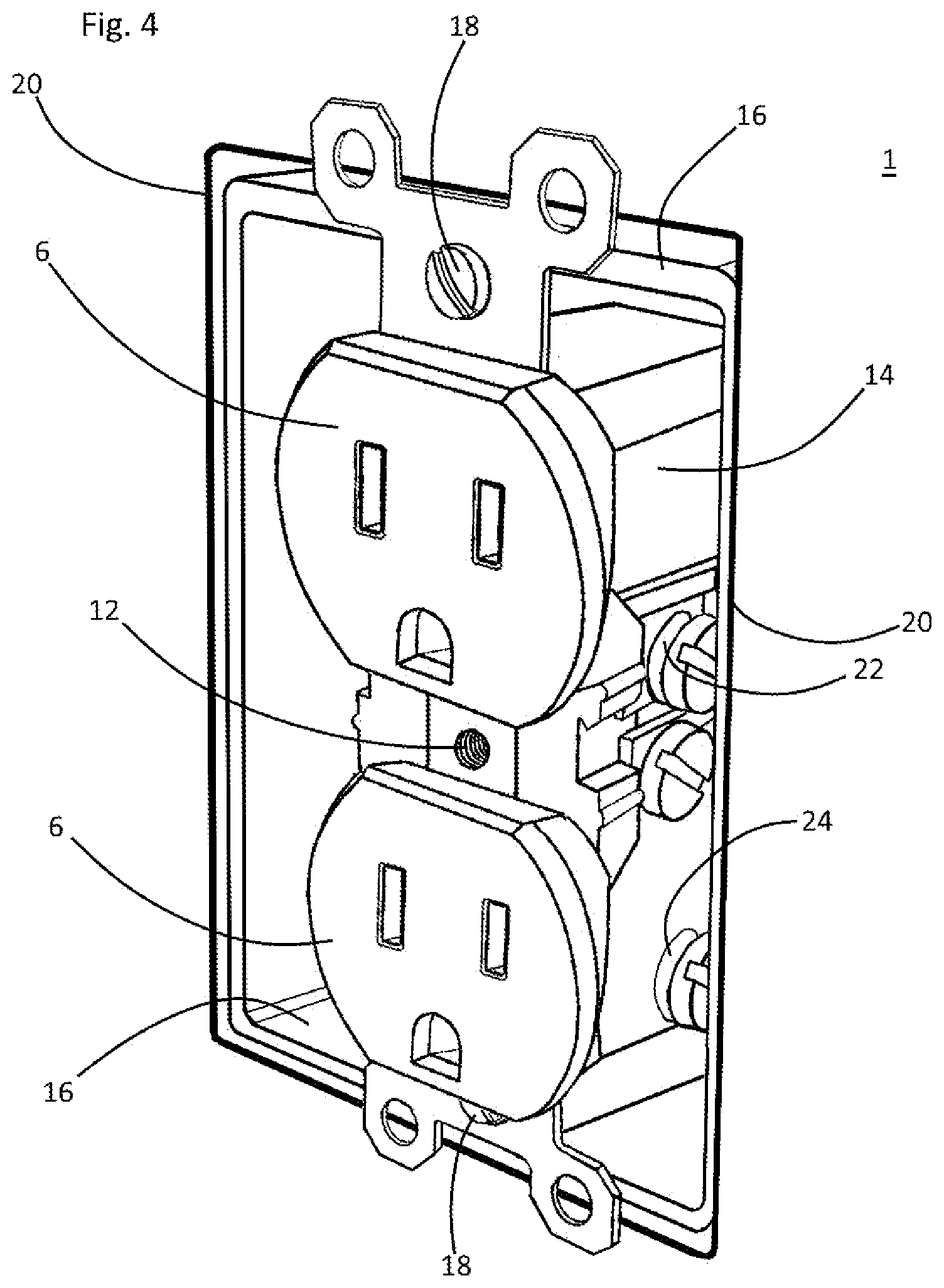 Patent US12592527 Figure 3 – Current signaling wall socket face plate