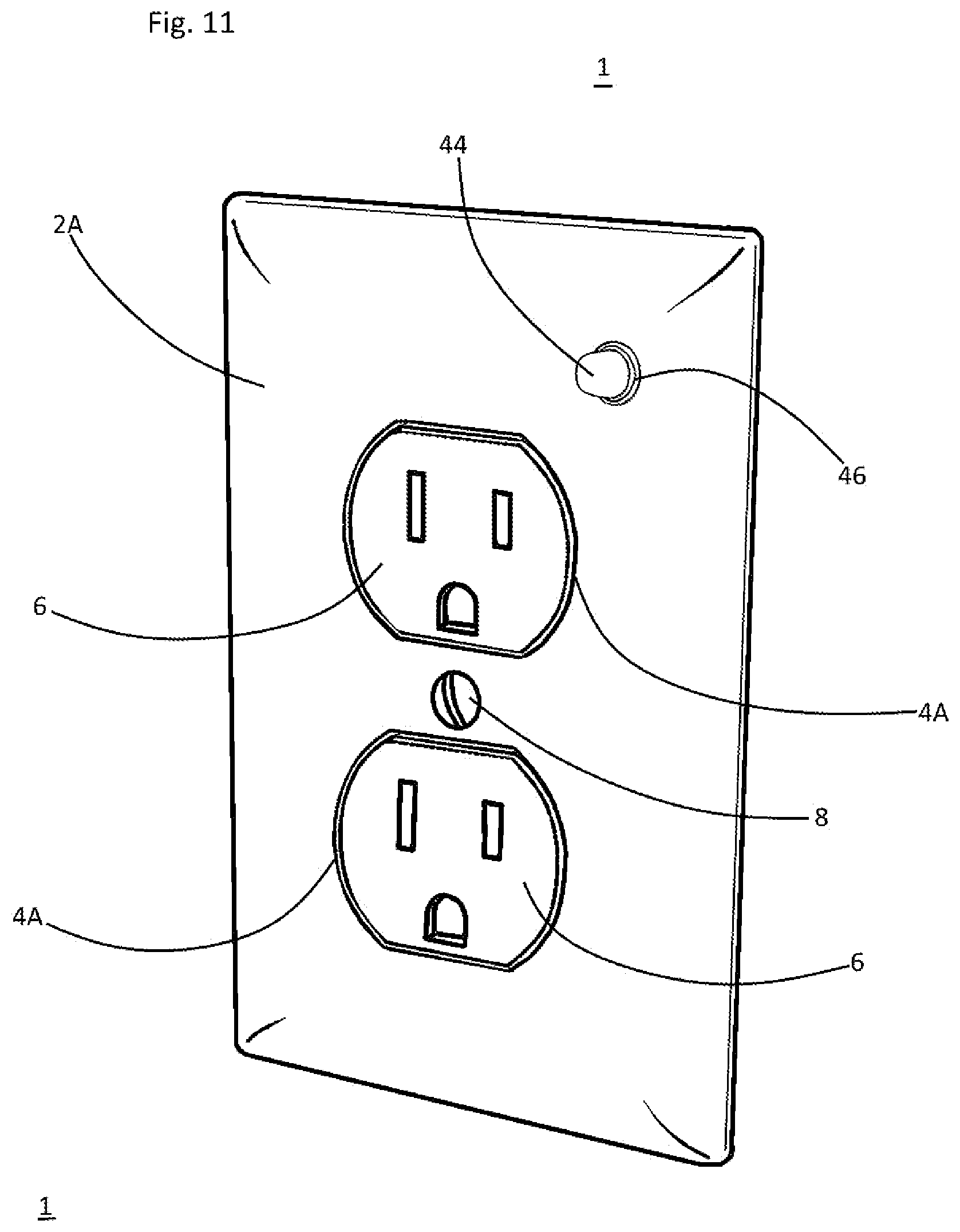 Patent US12592527 Figure 9 – Current signaling wall socket face plate