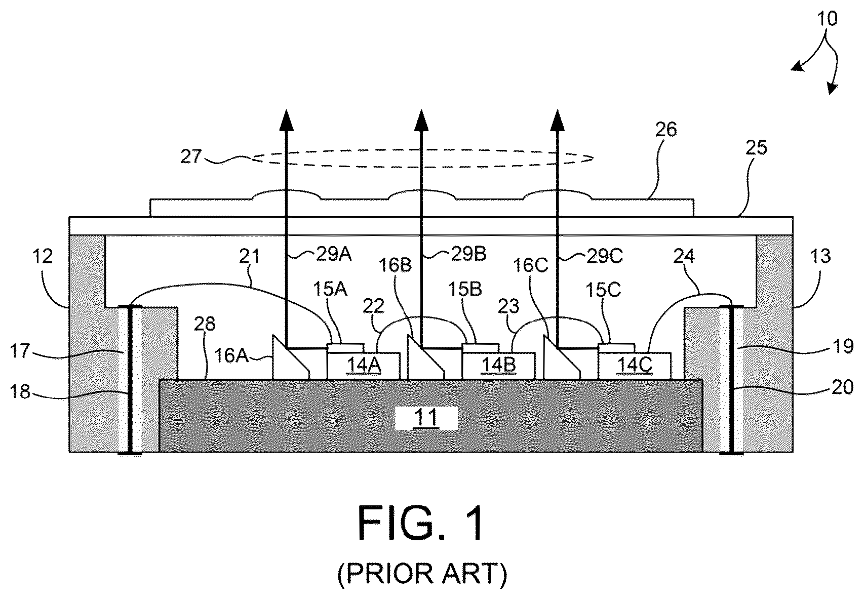 Patent US12592548 Figure 1 – Vertically oriented, multiple laser diode based illumination device