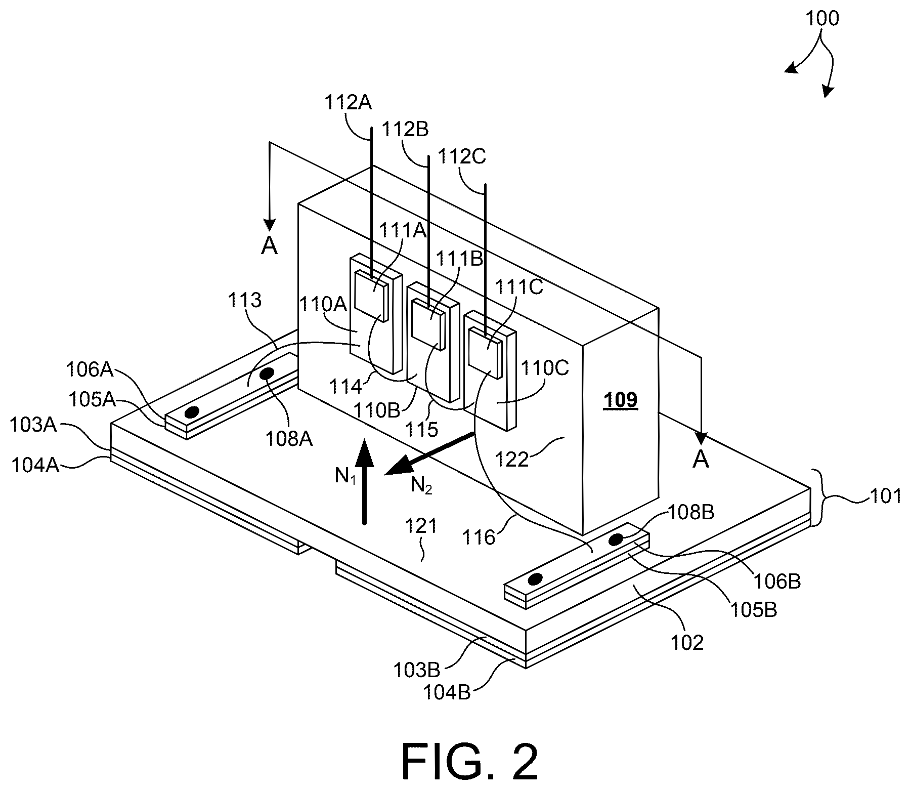Patent US12592548 Figure 2 – Vertically oriented, multiple laser diode based illumination device