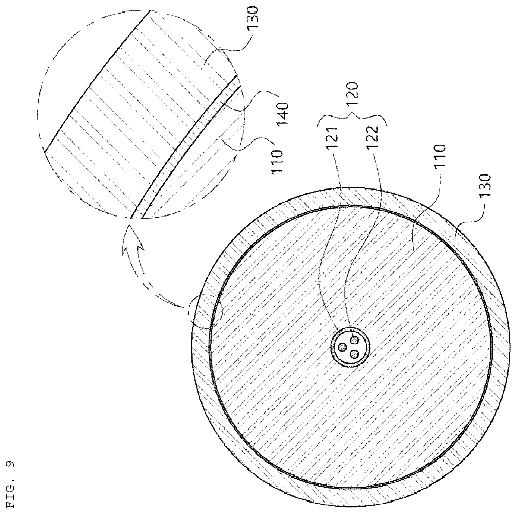 Patent US12592552 Figure 8 – Central tension line for overhead power transmission cable having damage detection function and overhead power transmission cable comprising same