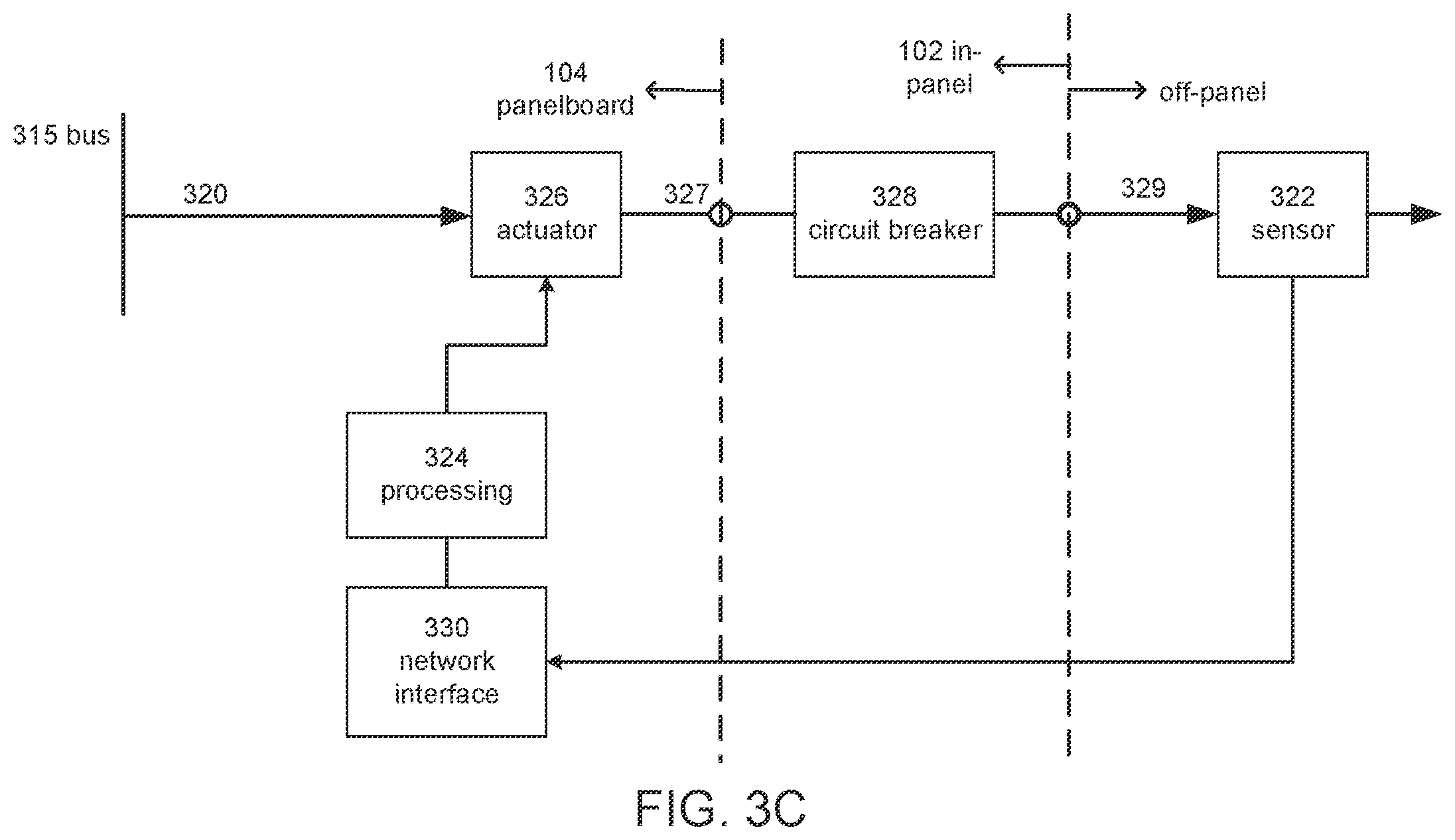 Patent US12592558 Figure 4 – Electrical panelboard with integrated arc fault protection
