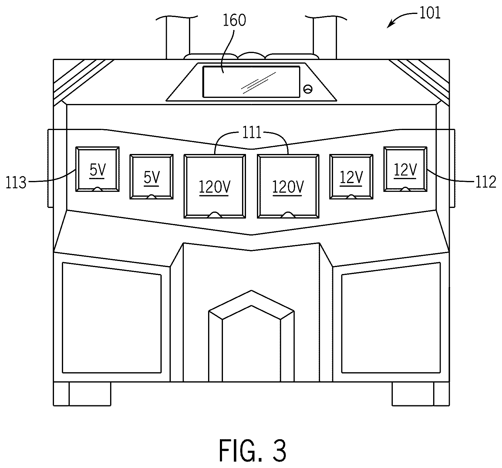 Patent US12592573 Figure 3 – Hybrid generator with detachable power unit and panel integration