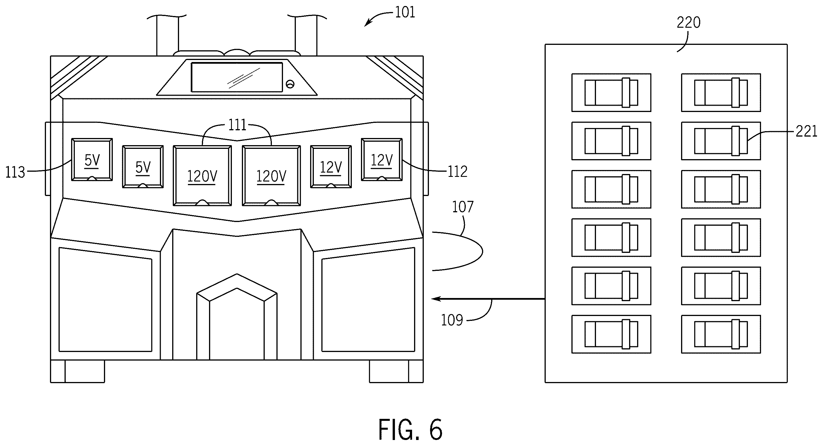 Patent US12592573 Figure 5 – Hybrid generator with detachable power unit and panel integration