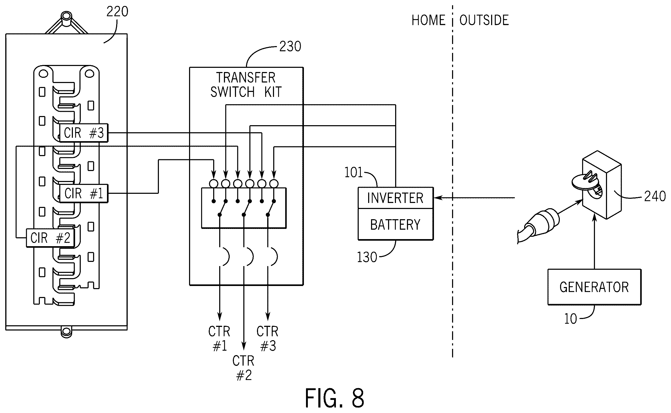 Patent US12592573 Figure 7 – Hybrid generator with detachable power unit and panel integration