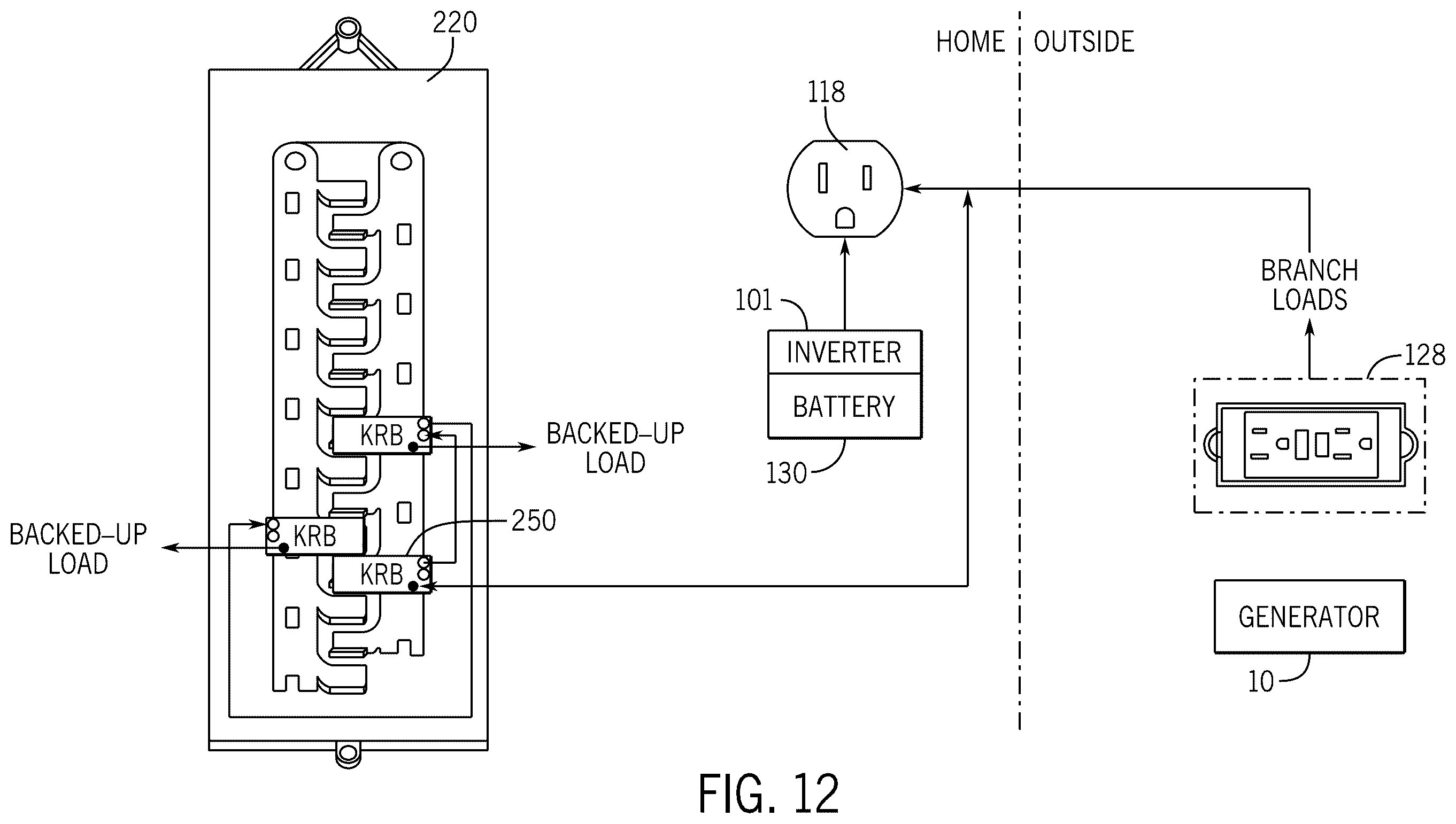 Patent US12592573 Figure 9 – Hybrid generator with detachable power unit and panel integration