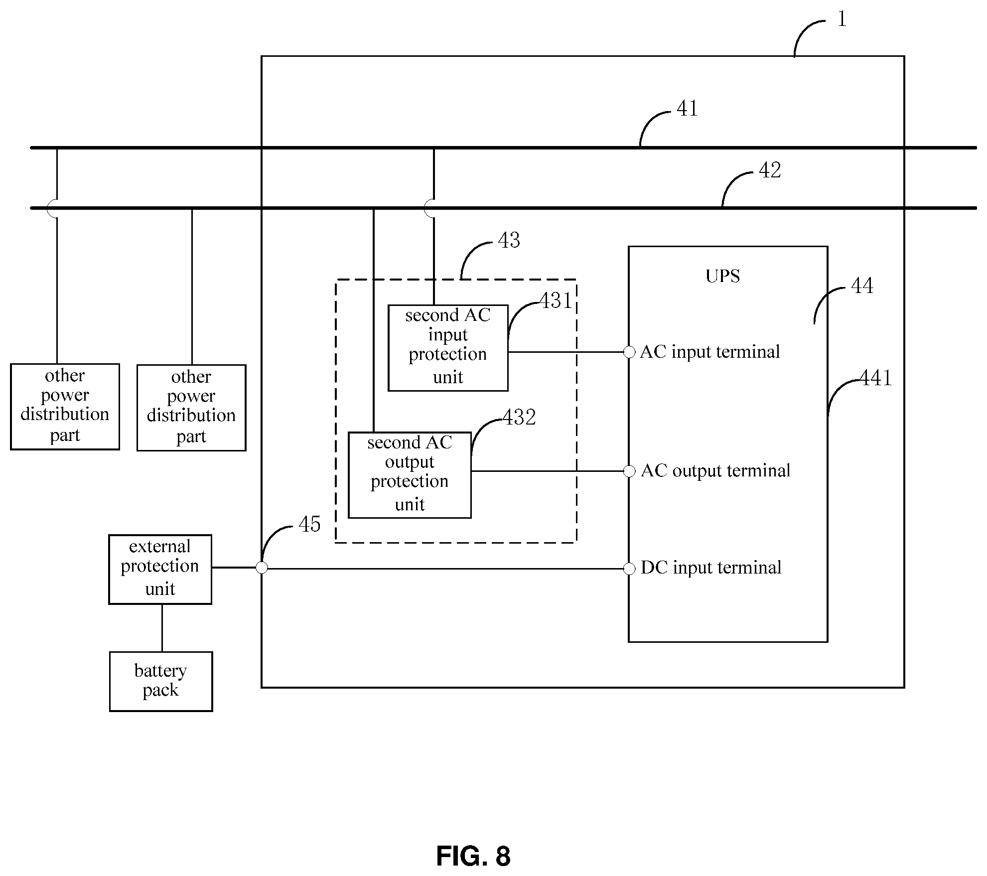 Patent US12592580 Figure 8 – Power module and power distribution system