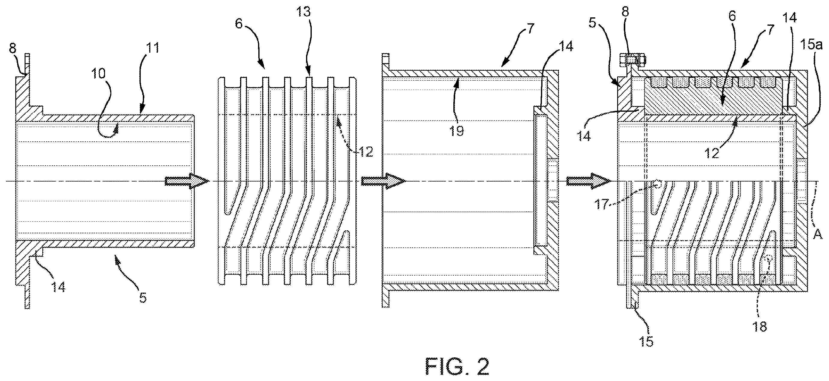 Patent US12592592 Figure 2 – Cooling device for an electric motor stator and a manufacturing process thereof