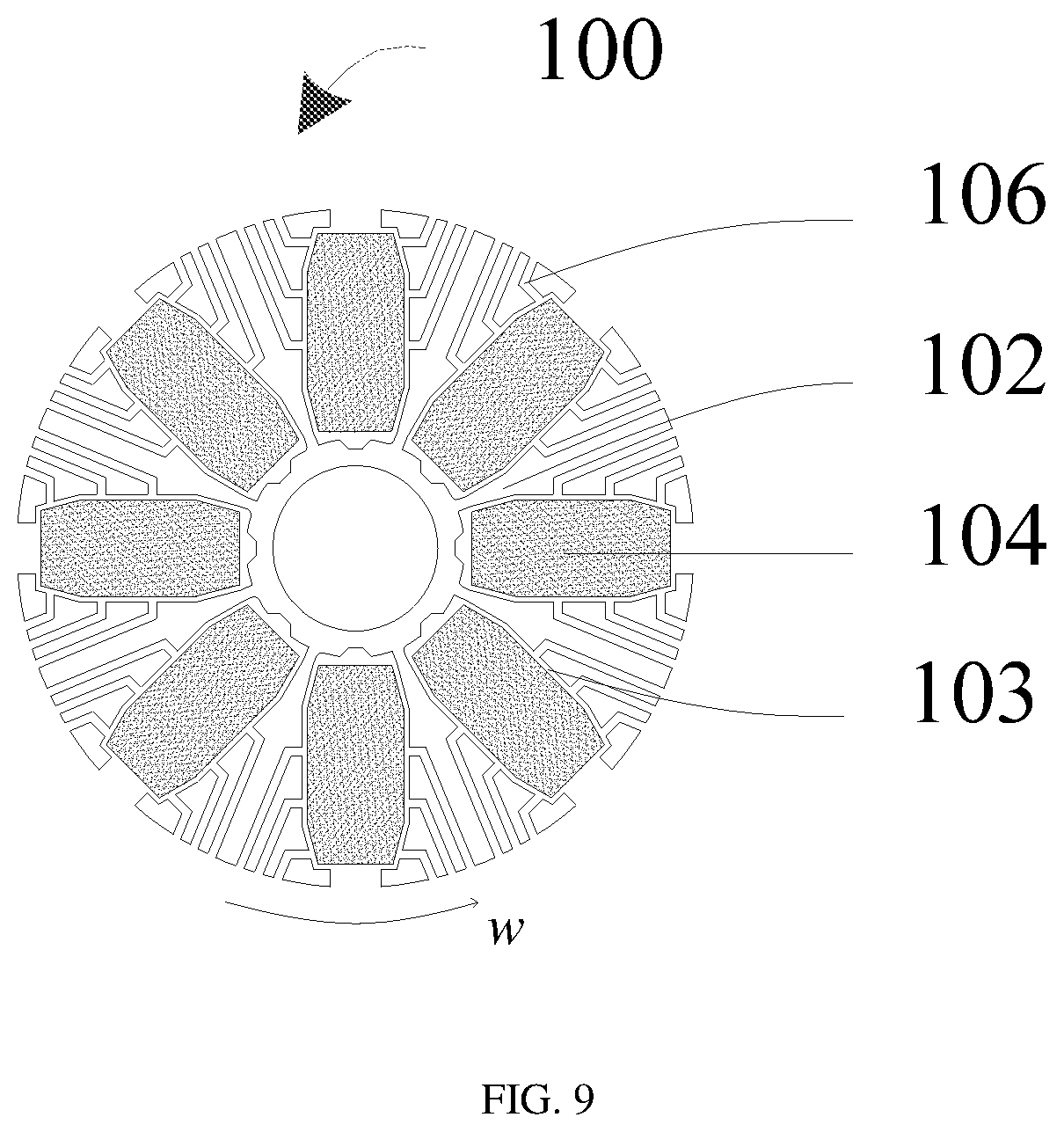 Patent US12592594 Figure 5 – Rotor structure, motor structure, and laundry treatment device