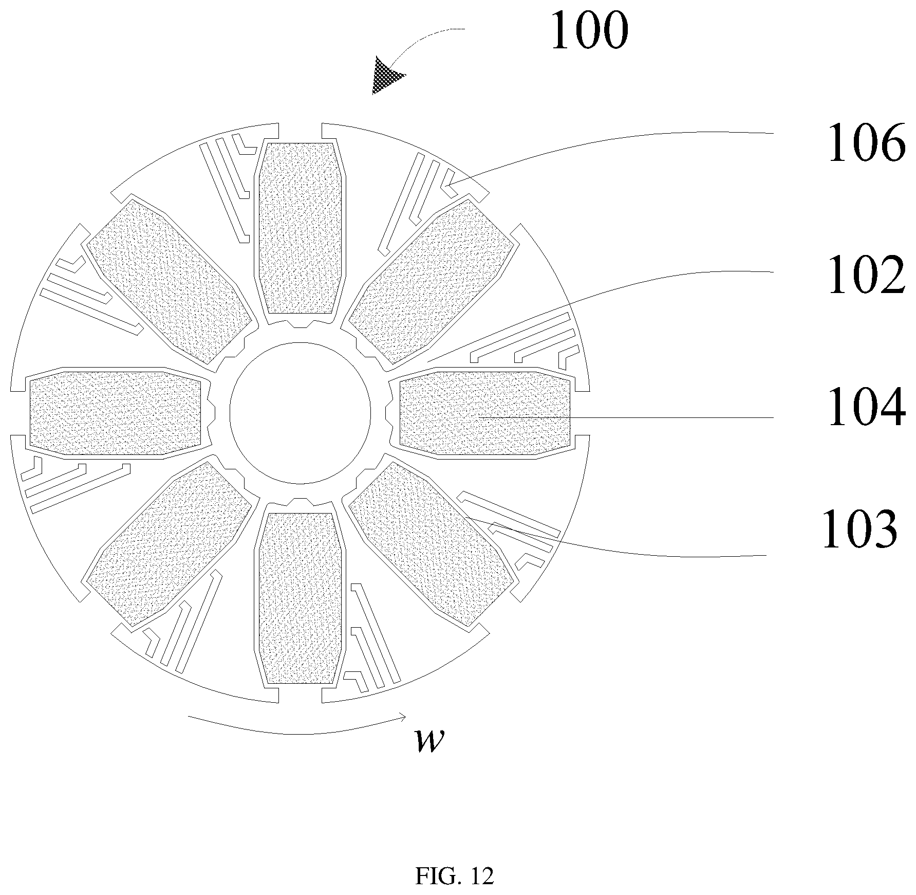 Patent US12592594 Figure 7 – Rotor structure, motor structure, and laundry treatment device