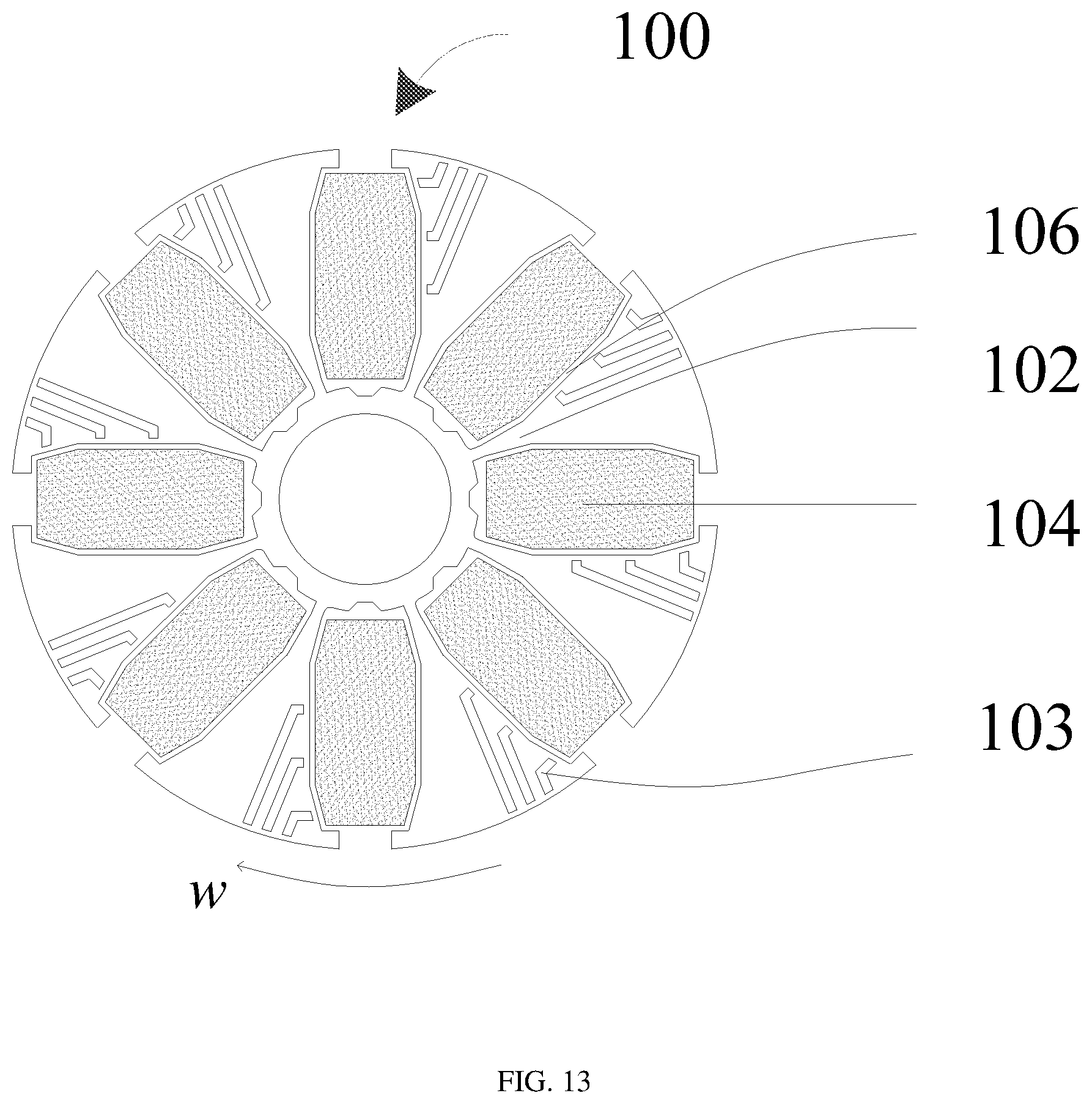 Patent US12592594 Figure 8 – Rotor structure, motor structure, and laundry treatment device