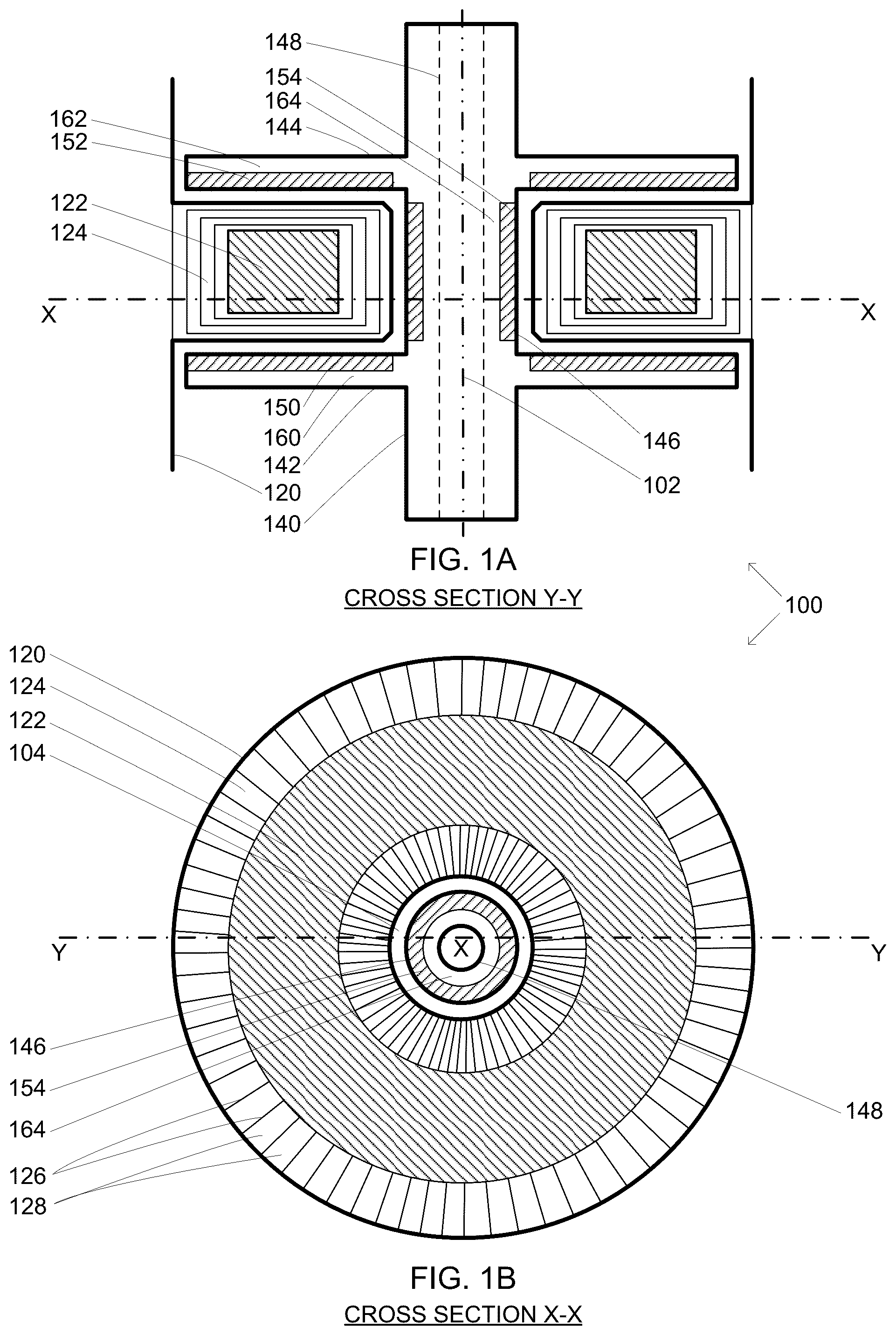 Patent US12592595 Figure 1 – Electric motor with axial and radial permanent magnets