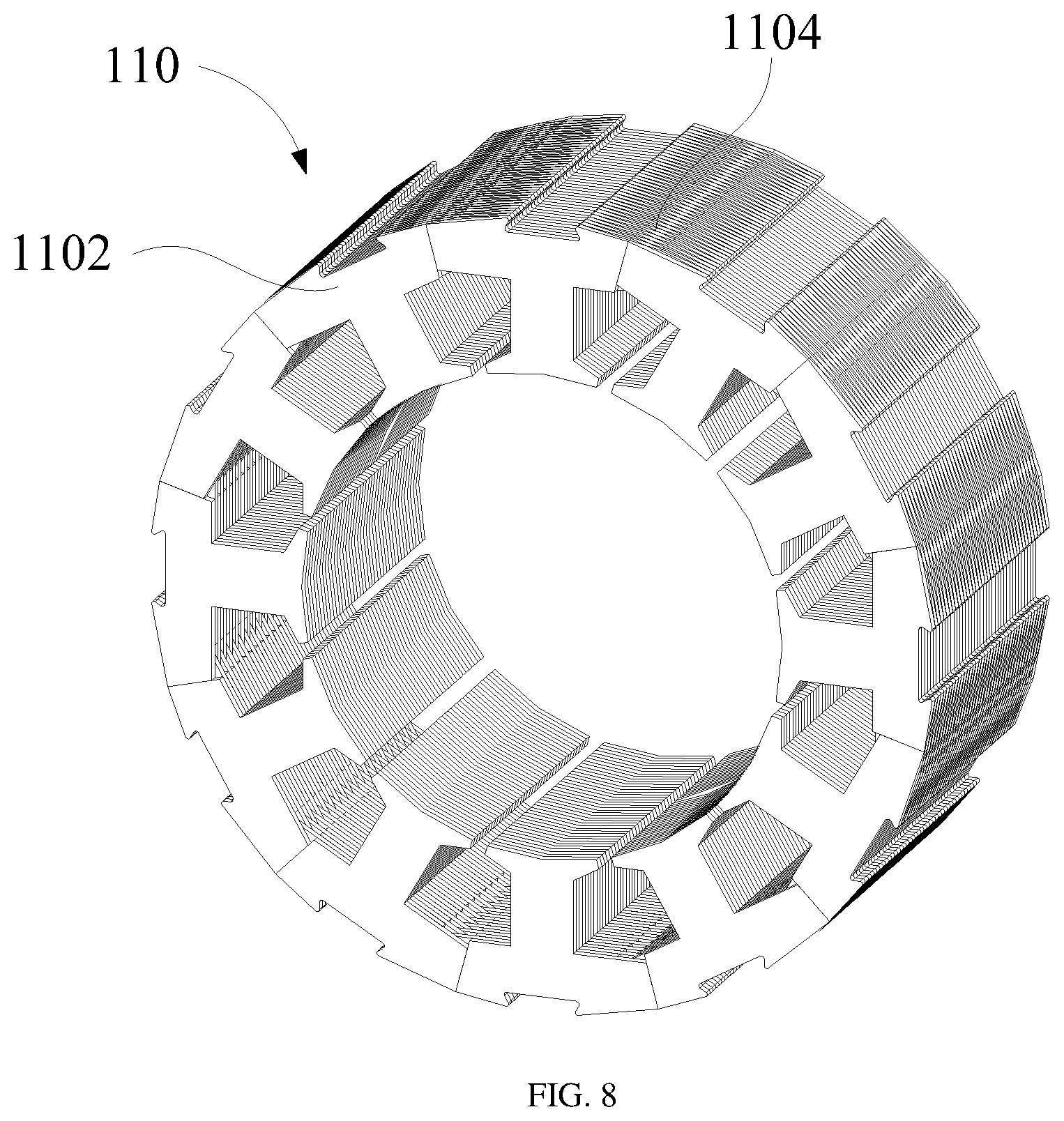 Patent US12592599 Figure 5 – Stator, electric motor, compressor and vehicle