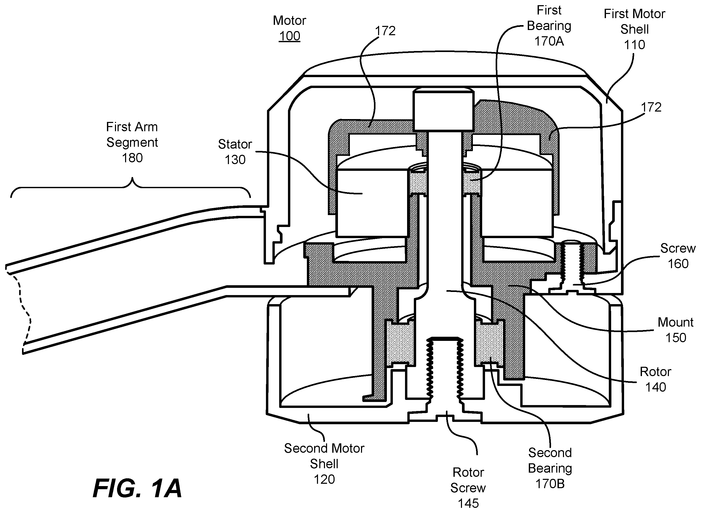 Patent US12592603 Figure 1 – Bearing configuration for an electronic motor