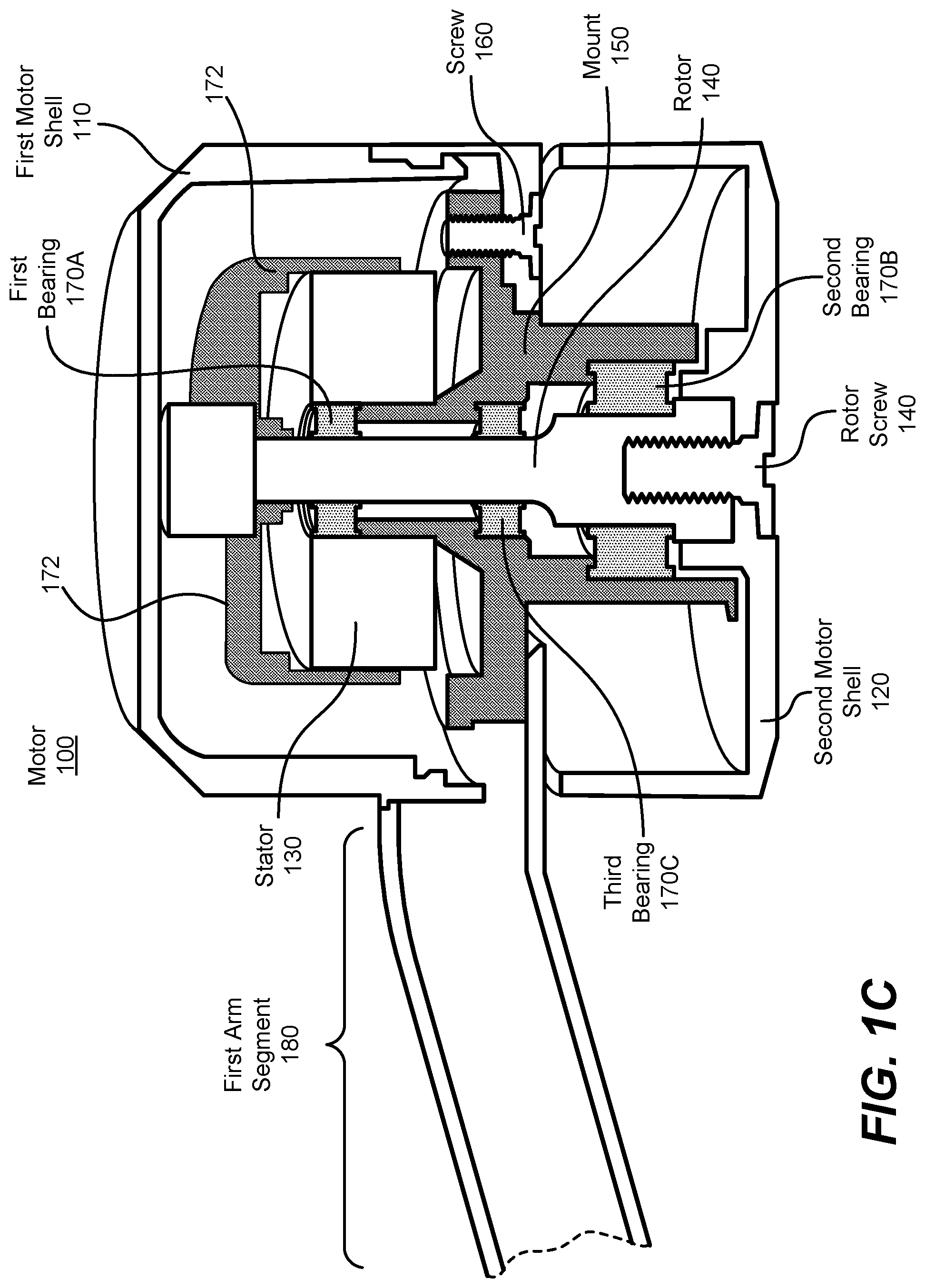 Patent US12592603 Figure 3 – Bearing configuration for an electronic motor