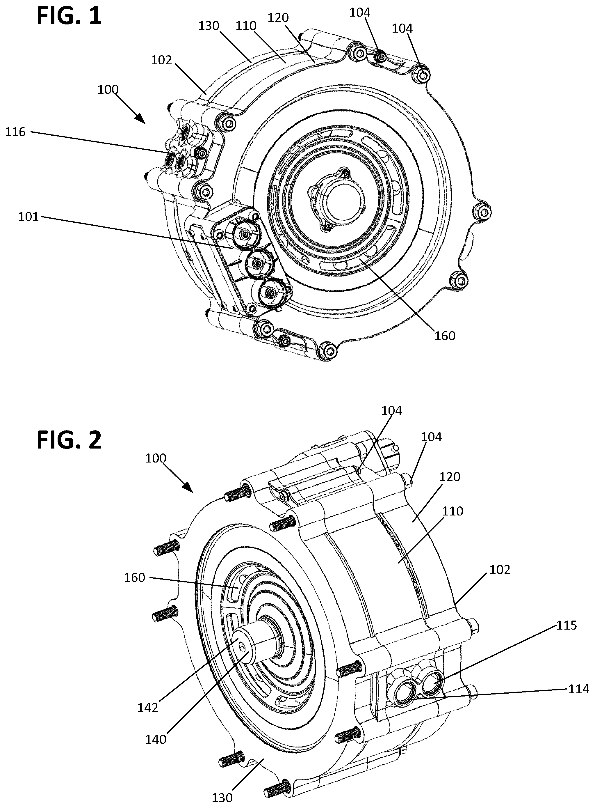 Patent US12592606 Figure 1 – Axial flux motor with air cooling system