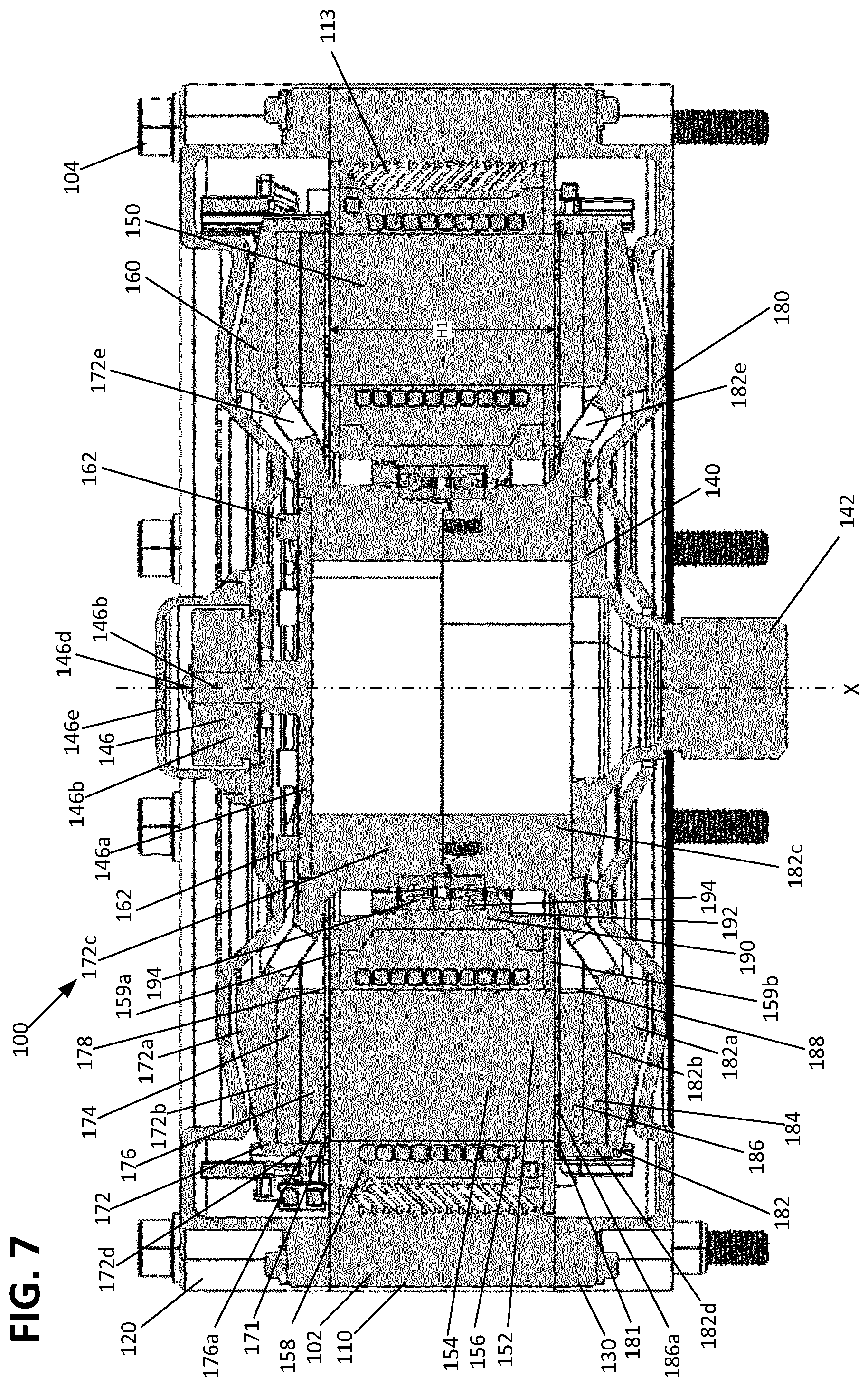 Patent US12592606 Figure 4 – Axial flux motor with air cooling system