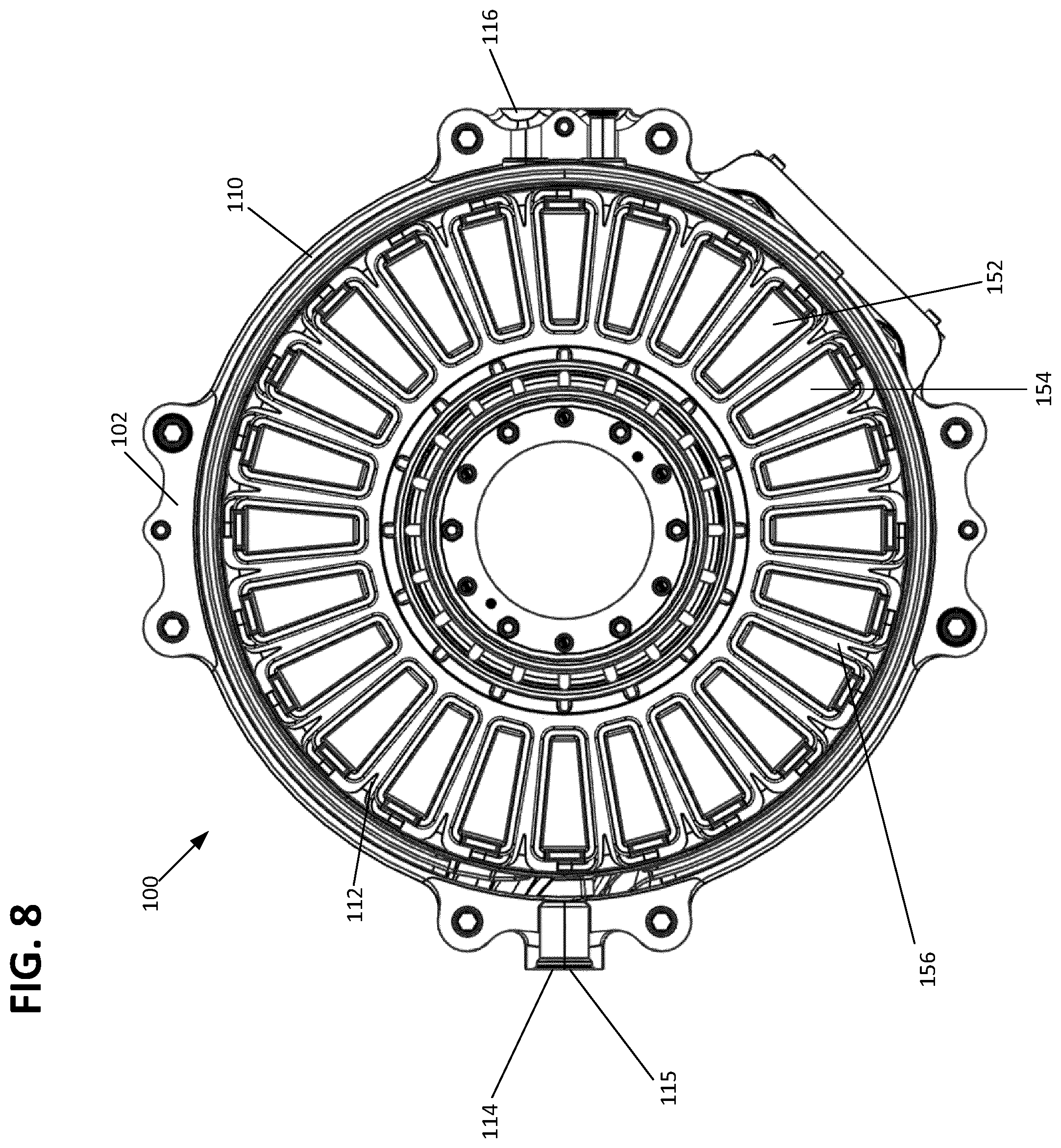 Patent US12592606 Figure 5 – Axial flux motor with air cooling system