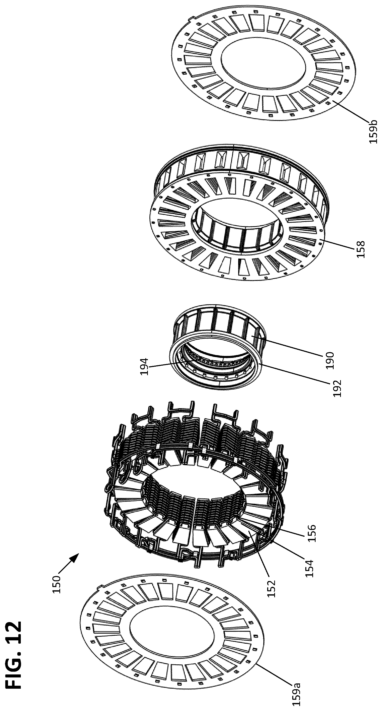 Patent US12592606 Figure 8 – Axial flux motor with air cooling system