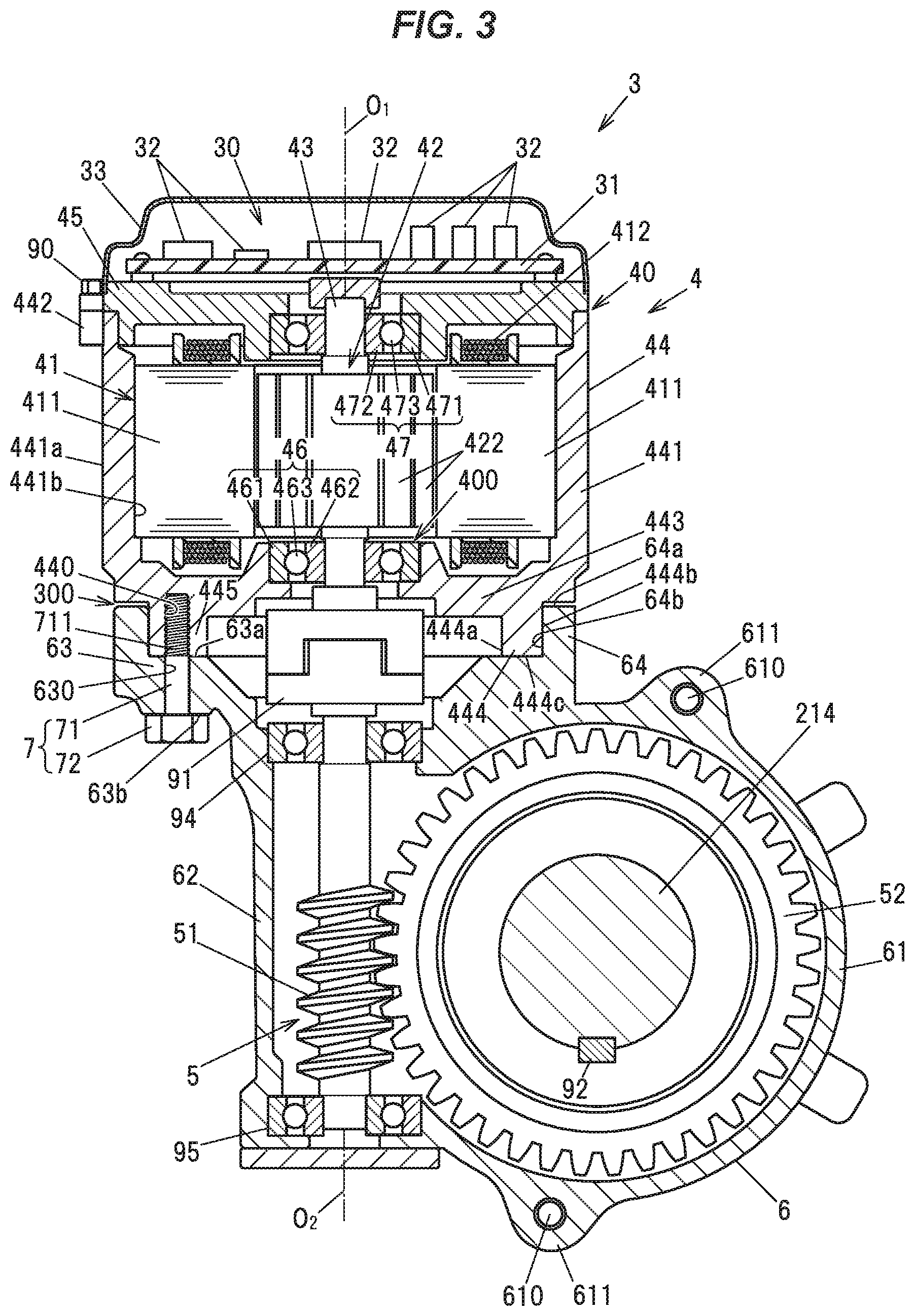 Patent US12592608 Figure 3 – Motor unit and vehicle steering device
