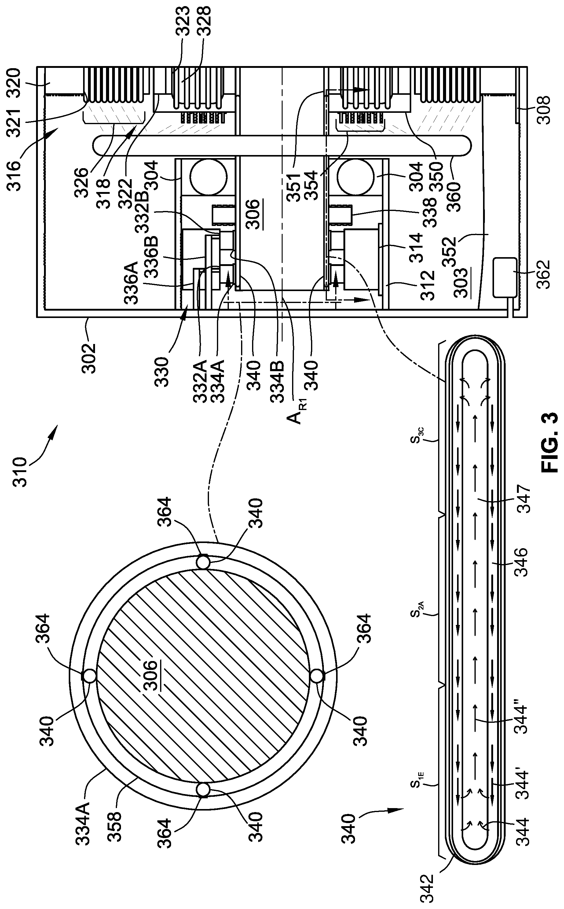 Patent US12592619 Figure 3 – Rotor shaft-mounted vapor chambers and heat pipes with endcap heat sinks for electric machines